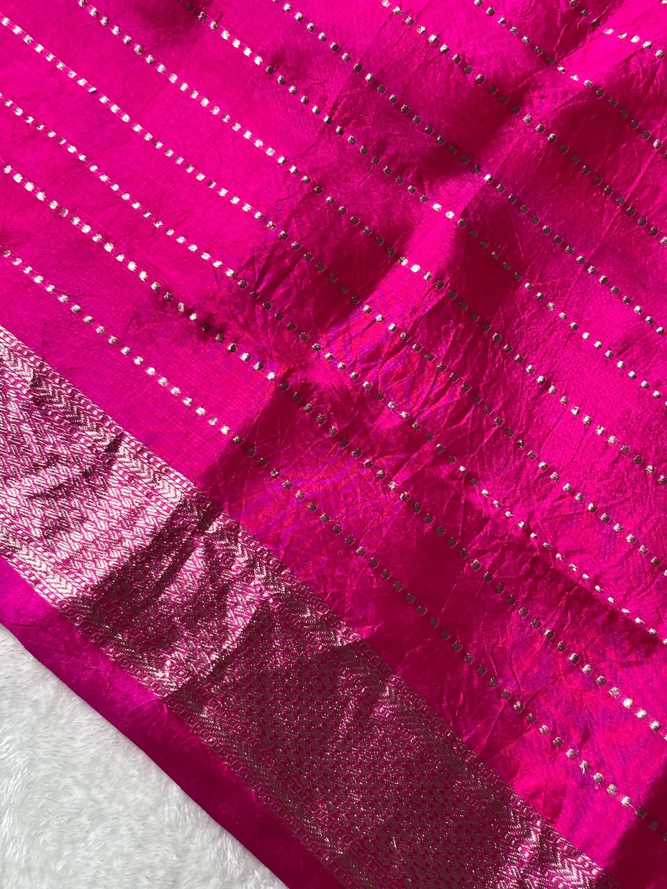 Hot Pink Banarasi Pure Puna Silk Saree