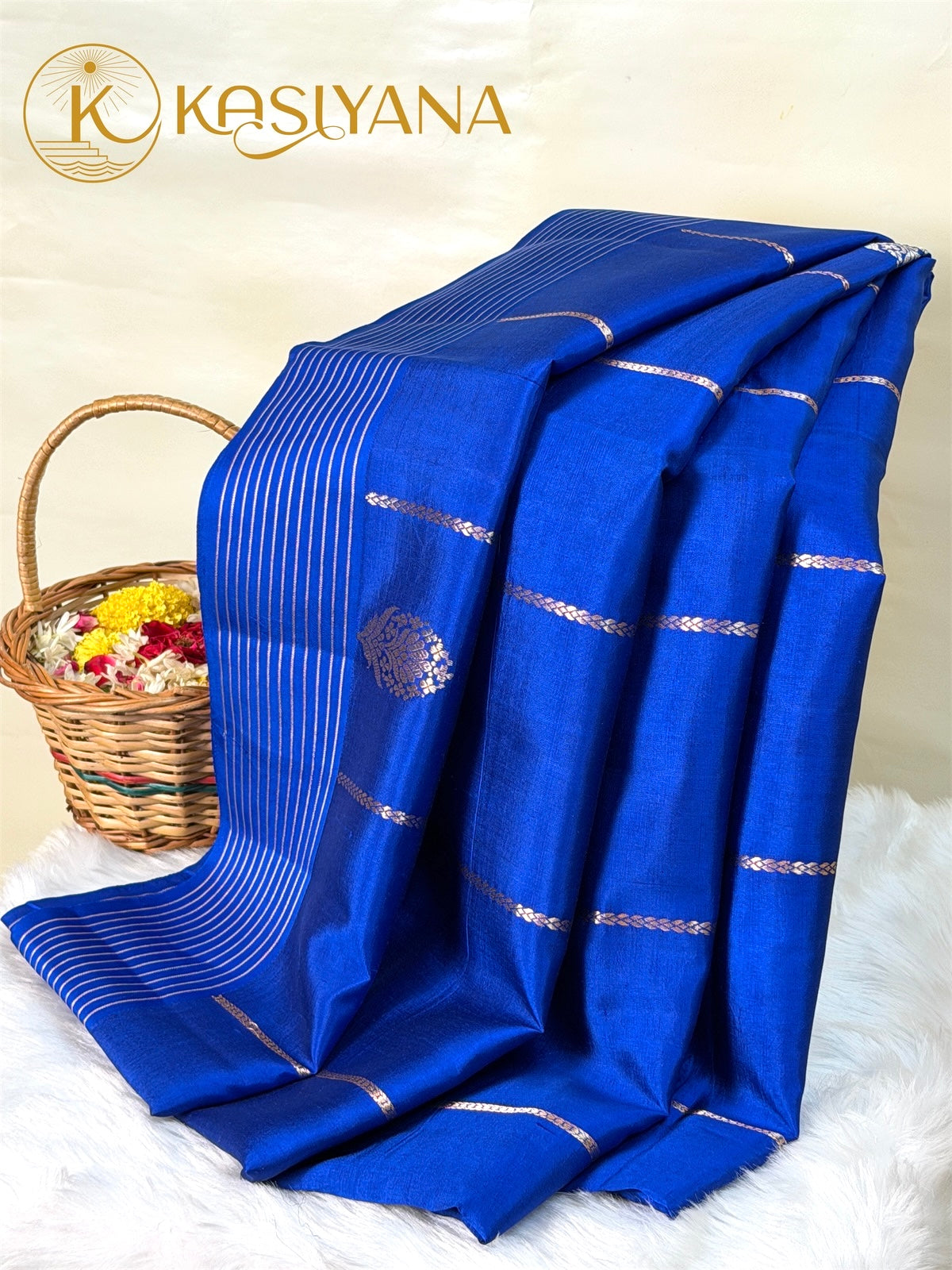 Royal Blue 100% Pure Soft Katan Silk Handwoven Saree