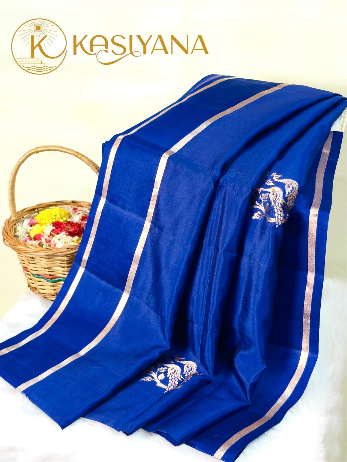Royal Blue 100% Pure Soft Katan Silk Handwoven Saree