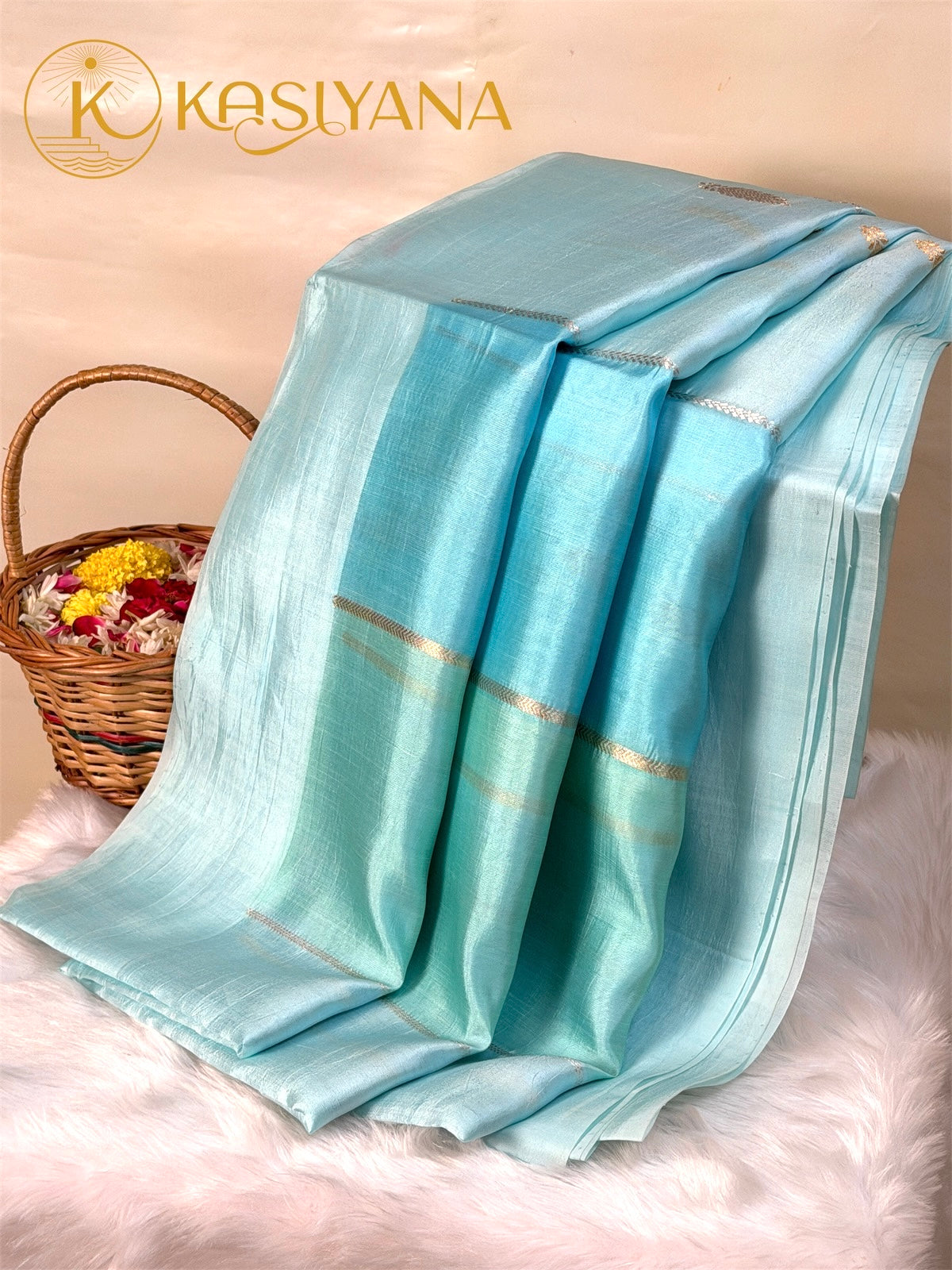 Blue 100% Pure Soft Katan Silk Handwoven Saree