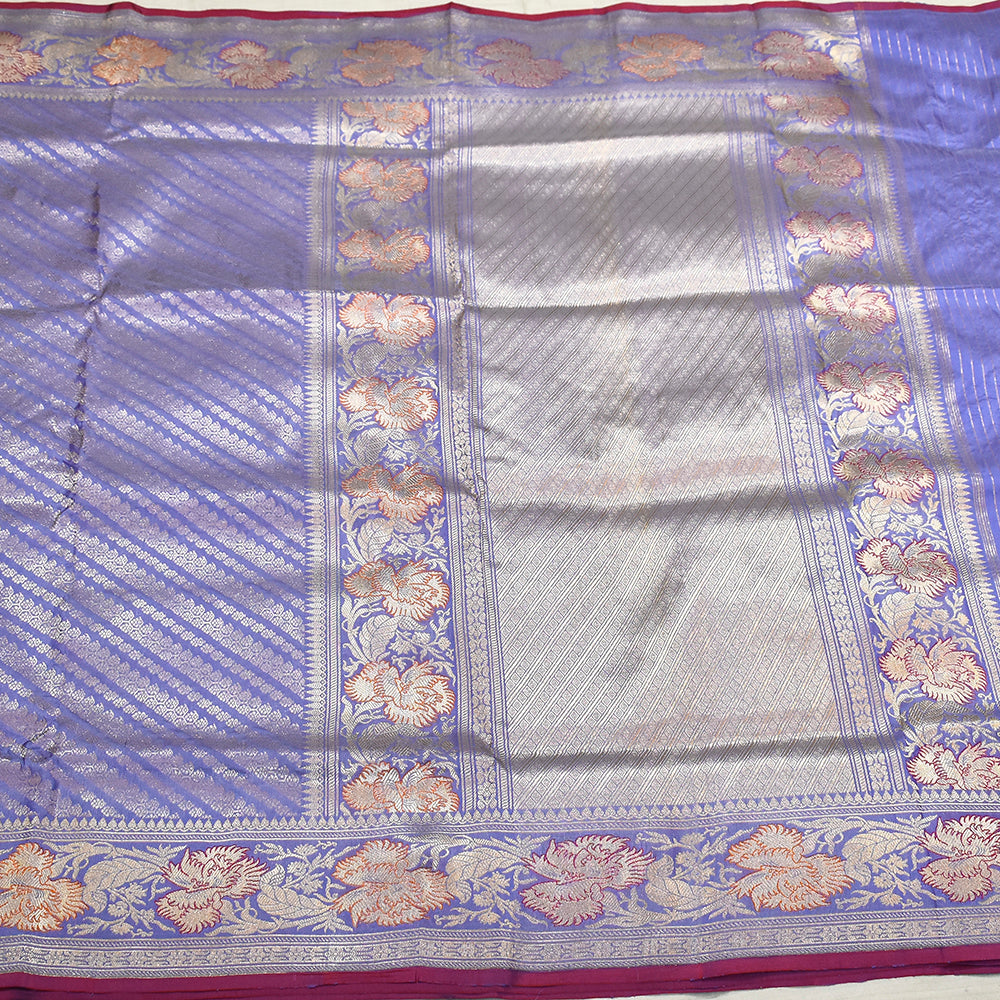 Banarasi Handloom Kadhua Purple Banarasi Saree
