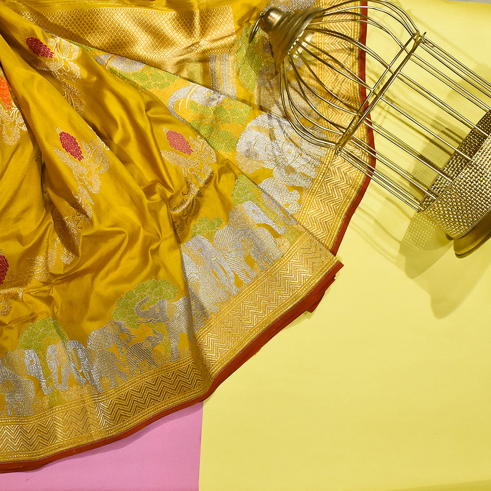 Pure Handloom Shikargha Banarasi Silk Saree