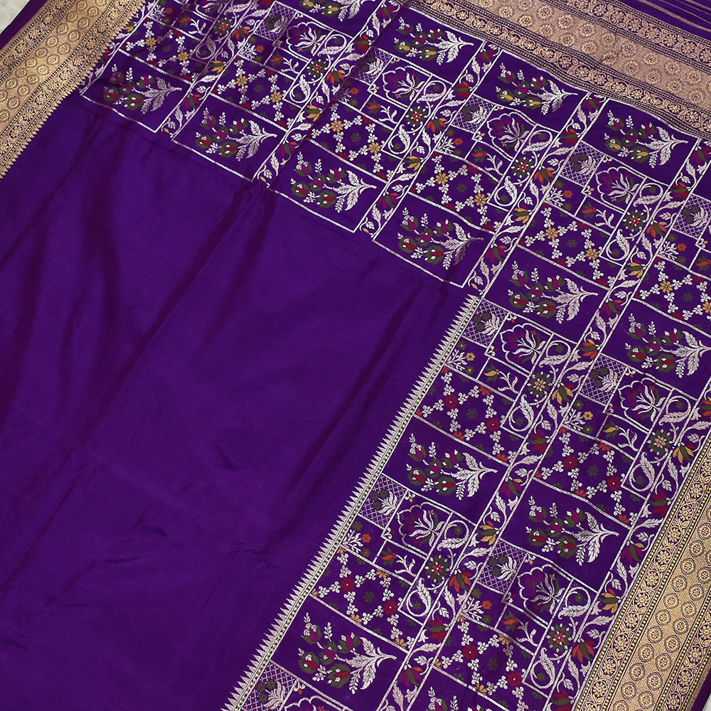 Banarasi Handloom Kadhua Royal Banarasi Purple Saree