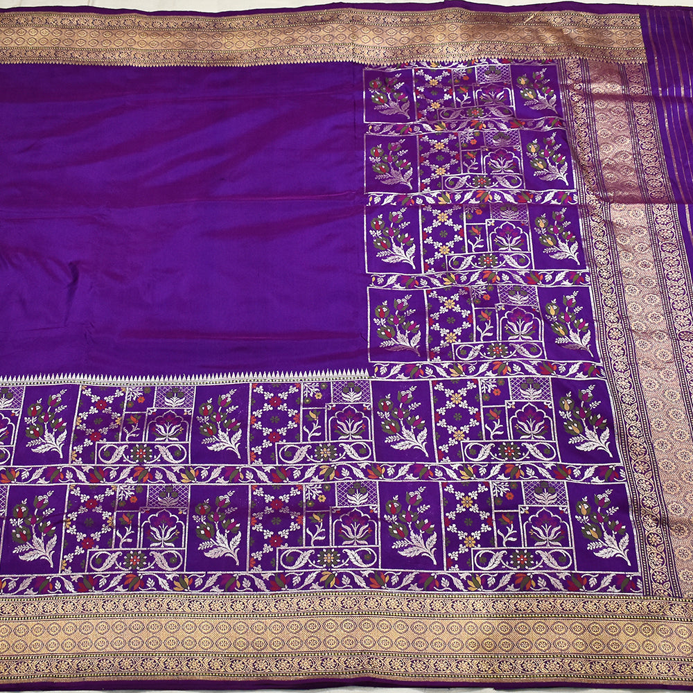 Banarasi Handloom Kadhua Royal Banarasi Purple Saree