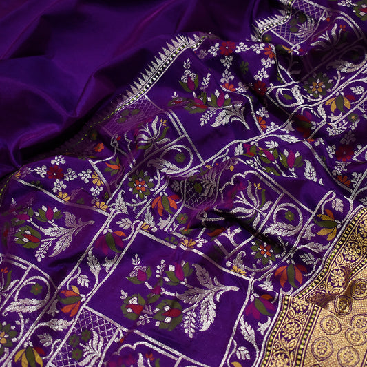 Banarasi Handloom Kadhua Royal Banarasi Purple Saree