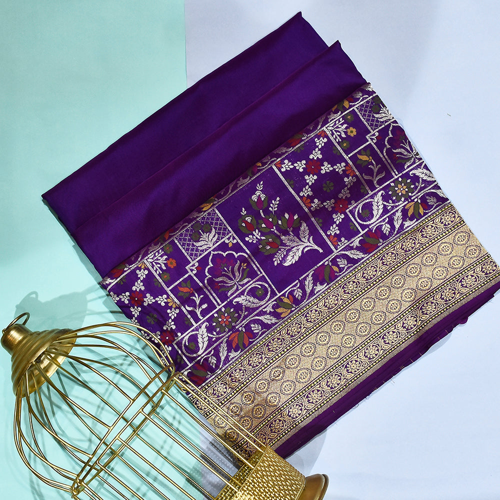 Banarasi Handloom Kadhua Royal Banarasi Purple Saree