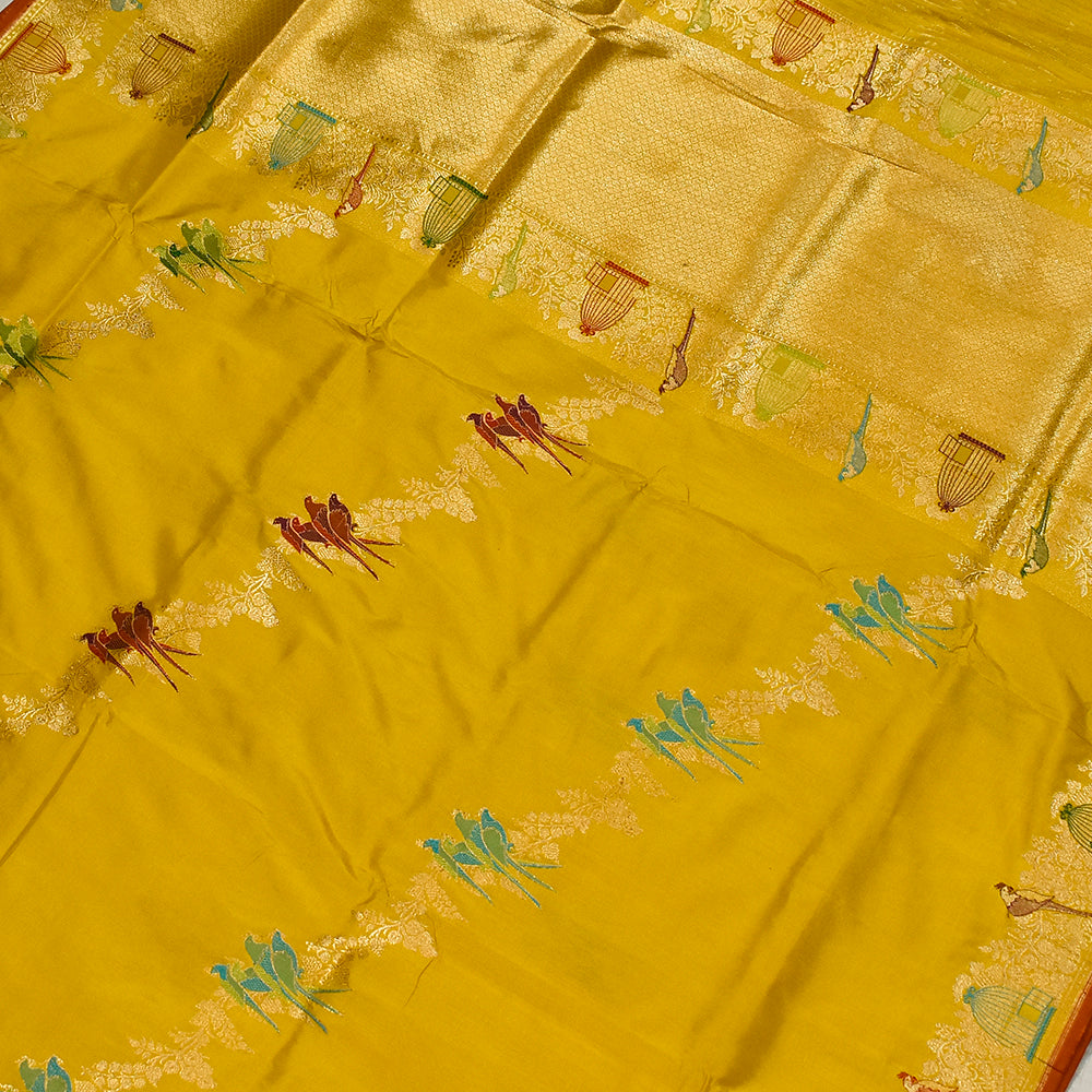 Shikargha Handloom Silk Haldi Banarasi Saree