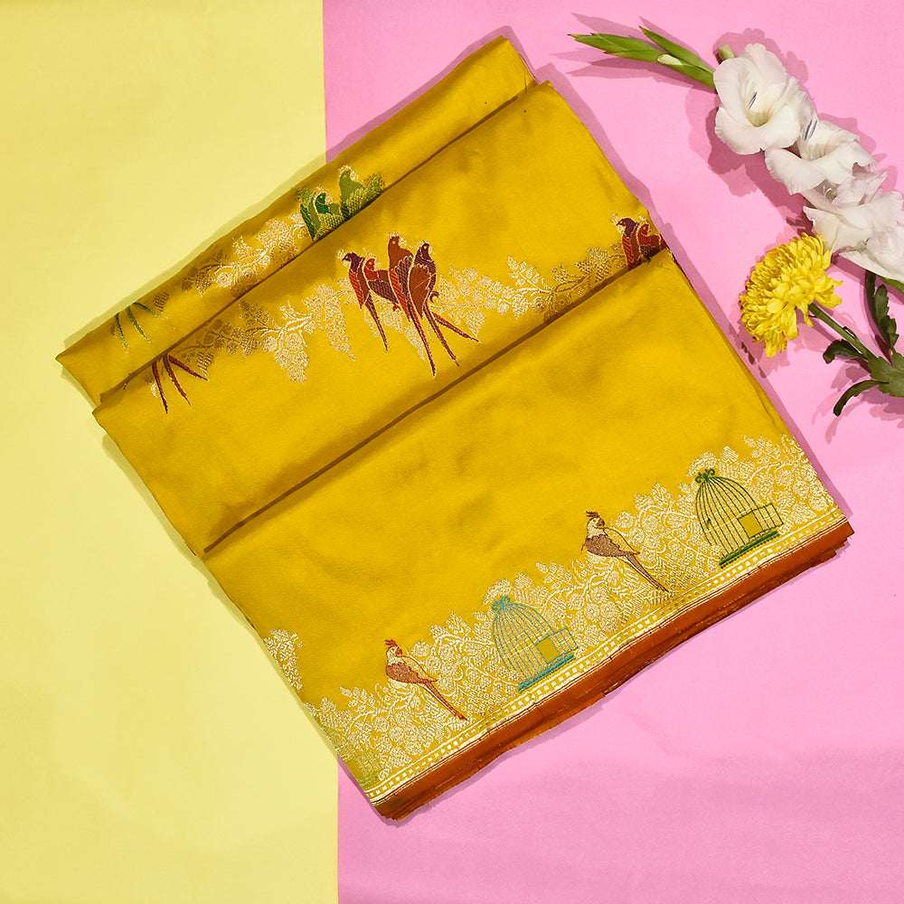Shikargha Handloom Silk Haldi Banarasi Saree