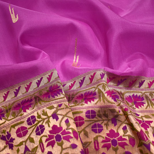 Pure Kora Silk Handloom Banarasi Saree with Lavender Essence