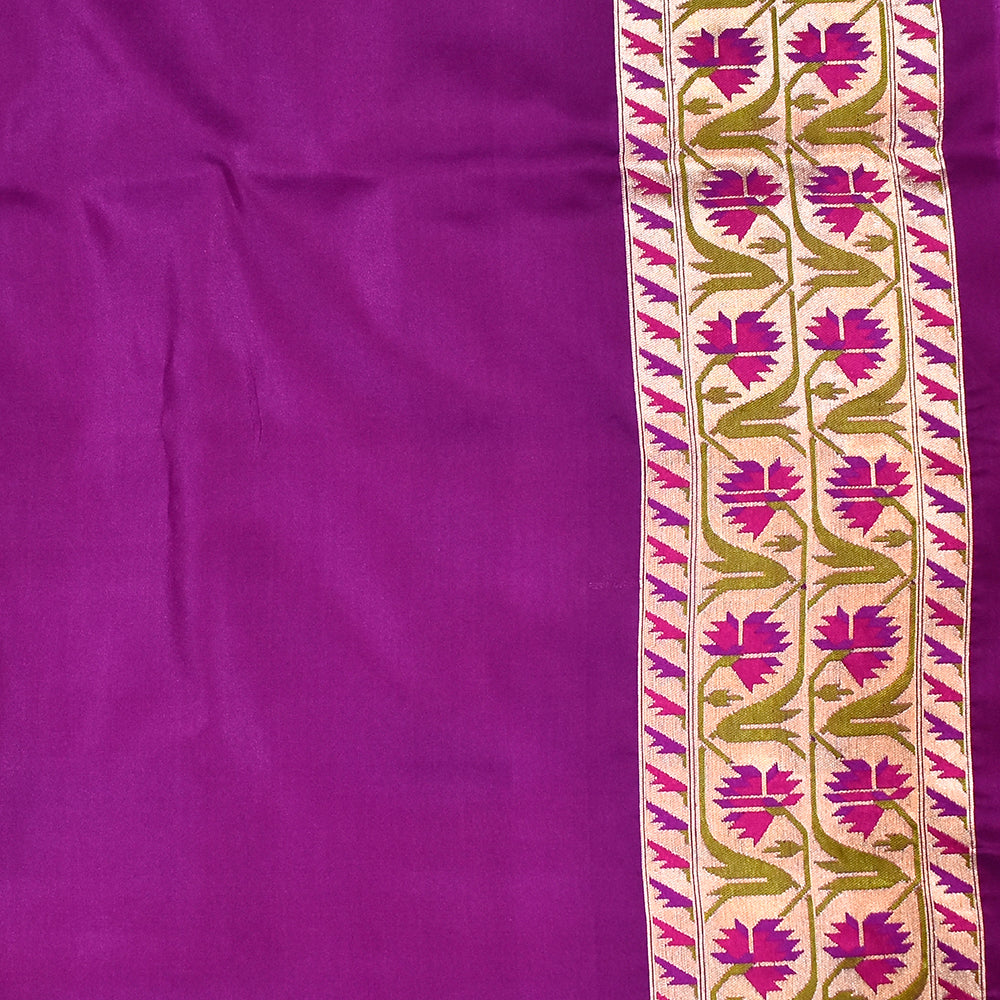 Pure Kora Silk Handloom Banarasi Saree with Lavender Essence