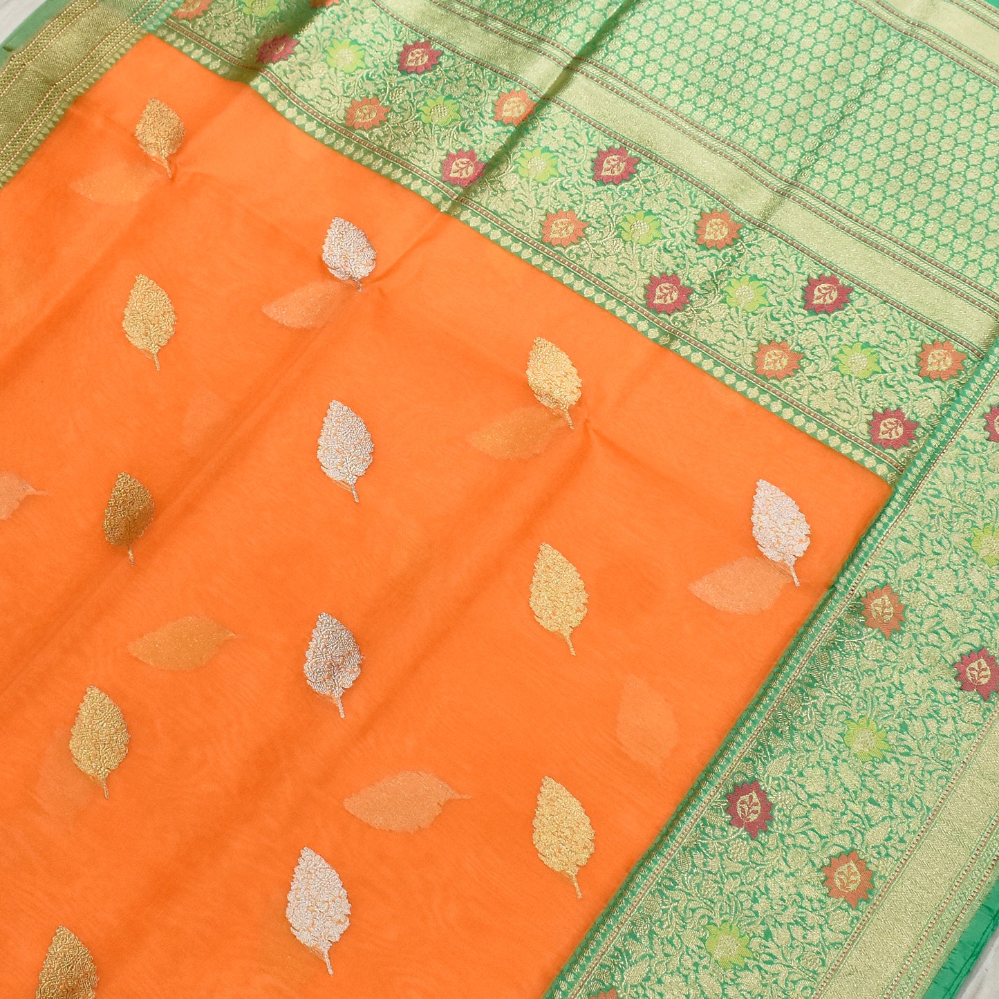 Pure Kora Silk Handloom Banarasi Jogiya Saree