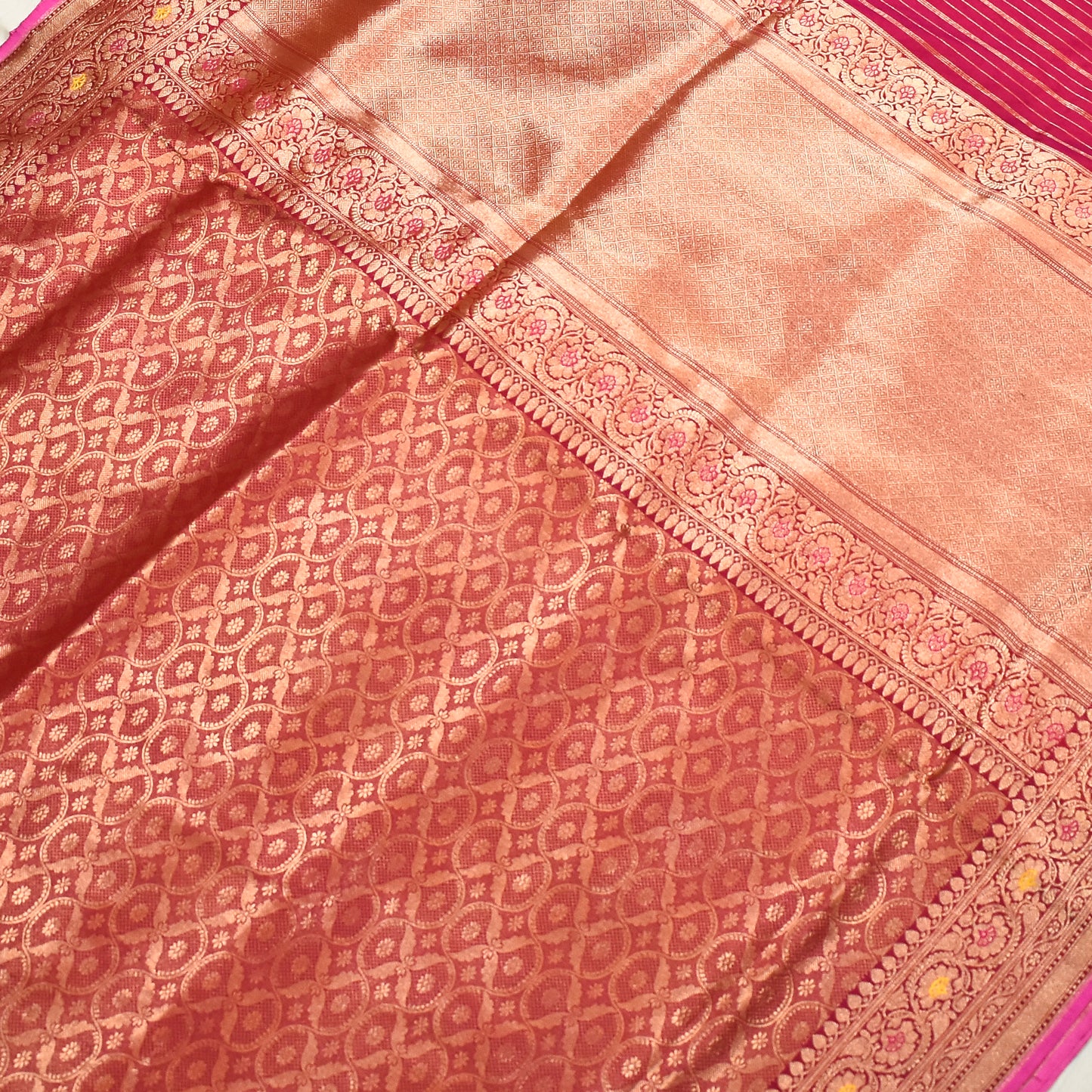 Pure Banarasi Bridal Tanchoi Meenakari Handloom Saree