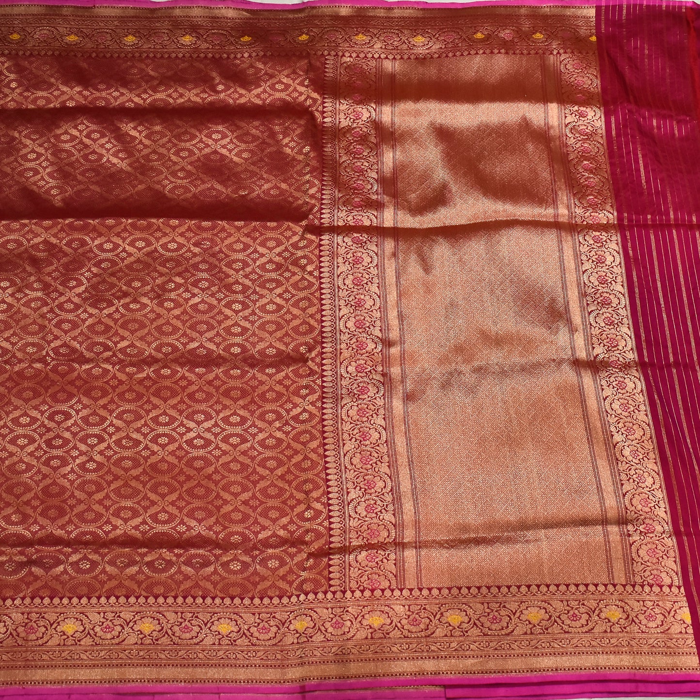 Pure Banarasi Bridal Tanchoi Meenakari Handloom Saree