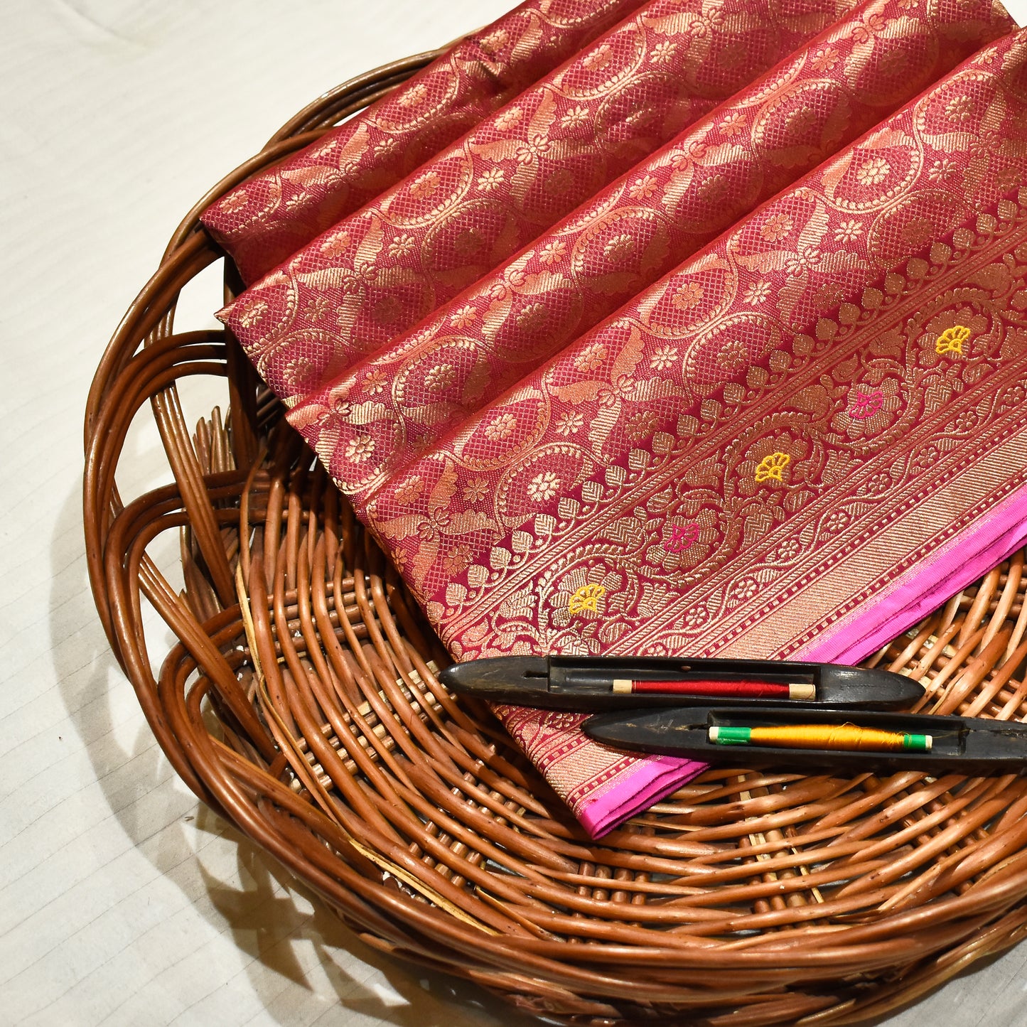 Pure Banarasi Bridal Tanchoi Meenakari Handloom Saree
