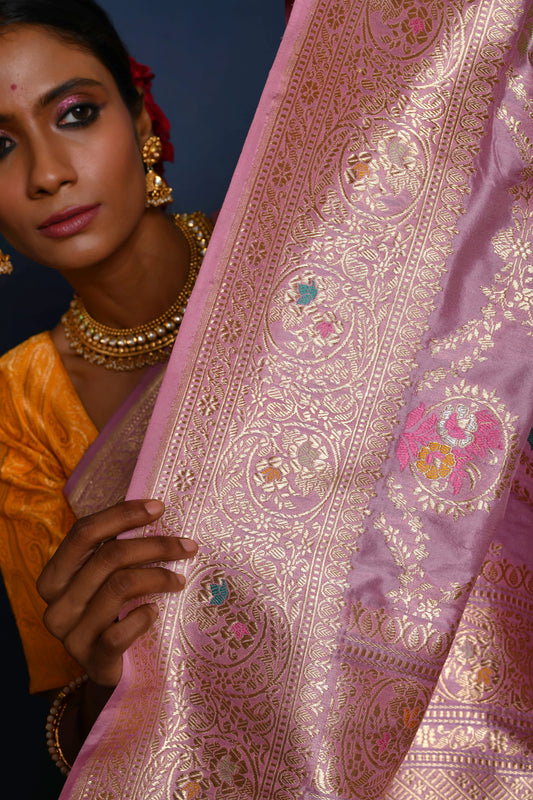 Jangla Design Banarasi Handloom Katan Silk Saree