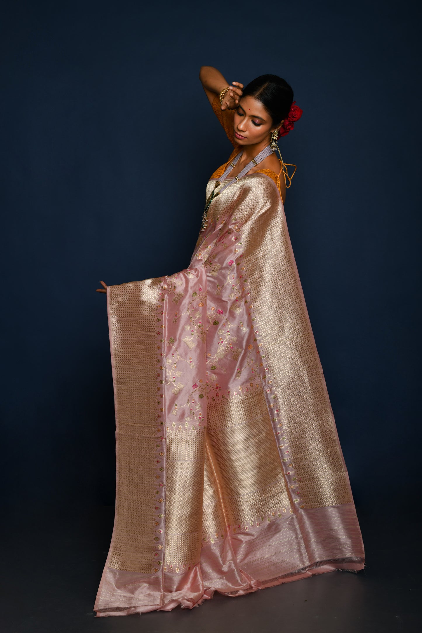 Jangla Design Banarasi Handloom Katan Jaal Silk Saree