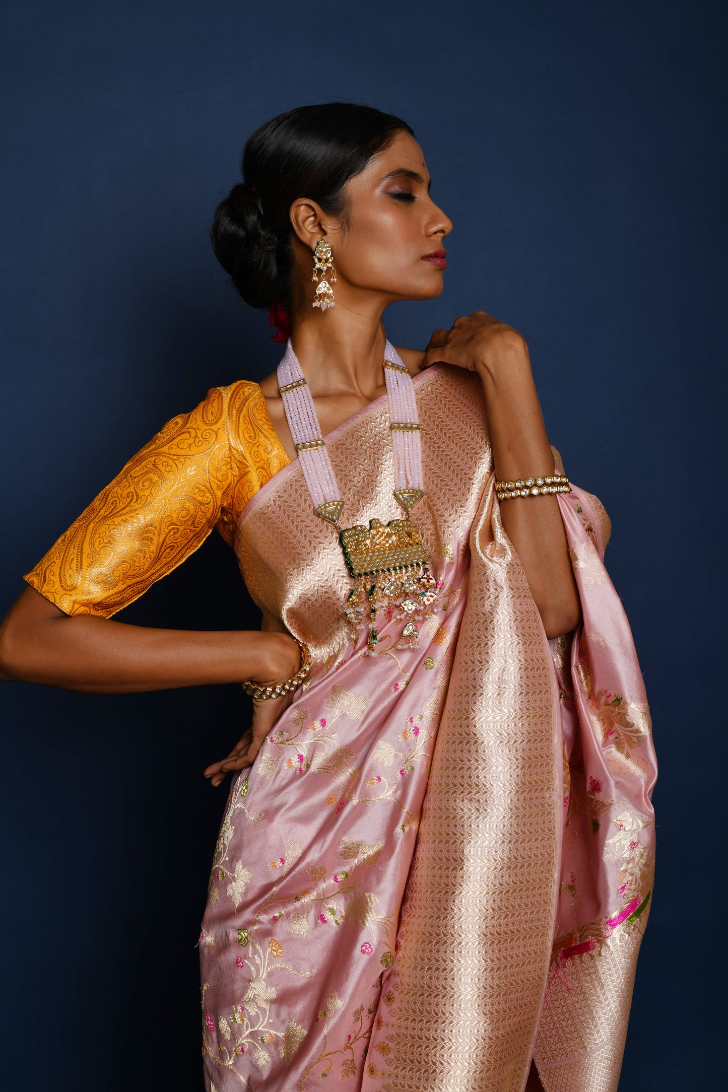 Jangla Design Banarasi Handloom Katan Jaal Silk Saree