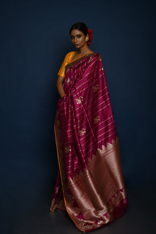 Pure Banarasi Handloom Kadhua Weaving Silk Banarasi Saree