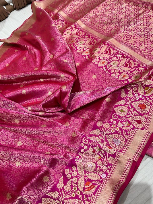 Banarasi Handloom Kadhua Ranipink Banarasi Saree