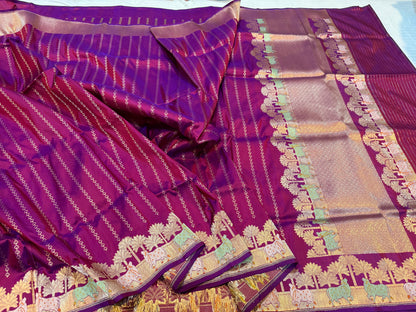 Banarasi Handloom Kadhua Tilfi mina Pichwe Border saree