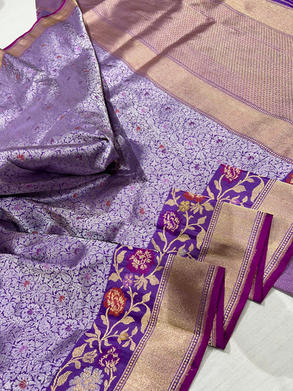 Banarasi Handloom Kadhua Purpal Banarasi Saree