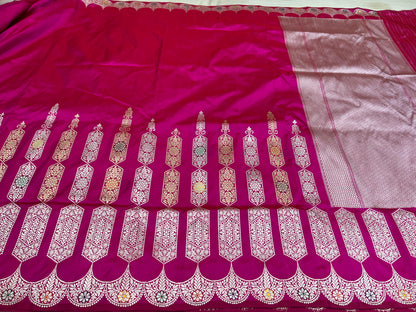 Banarasi Handloom Kadhua Royal Banarasi Rani(pink) Saree