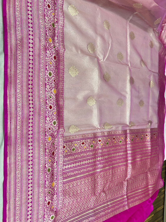 Banarasi Kora Silk Tissue Elegant Border Silk Handloom Saree