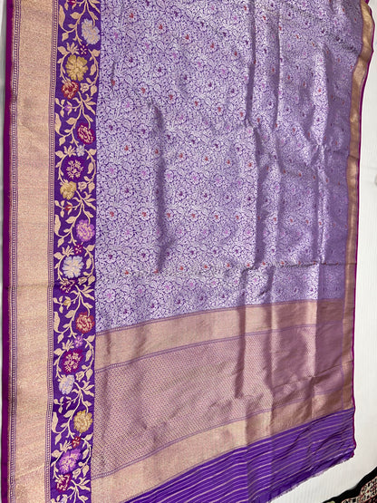 Banarasi Handloom Kadhua Purpal Banarasi Saree