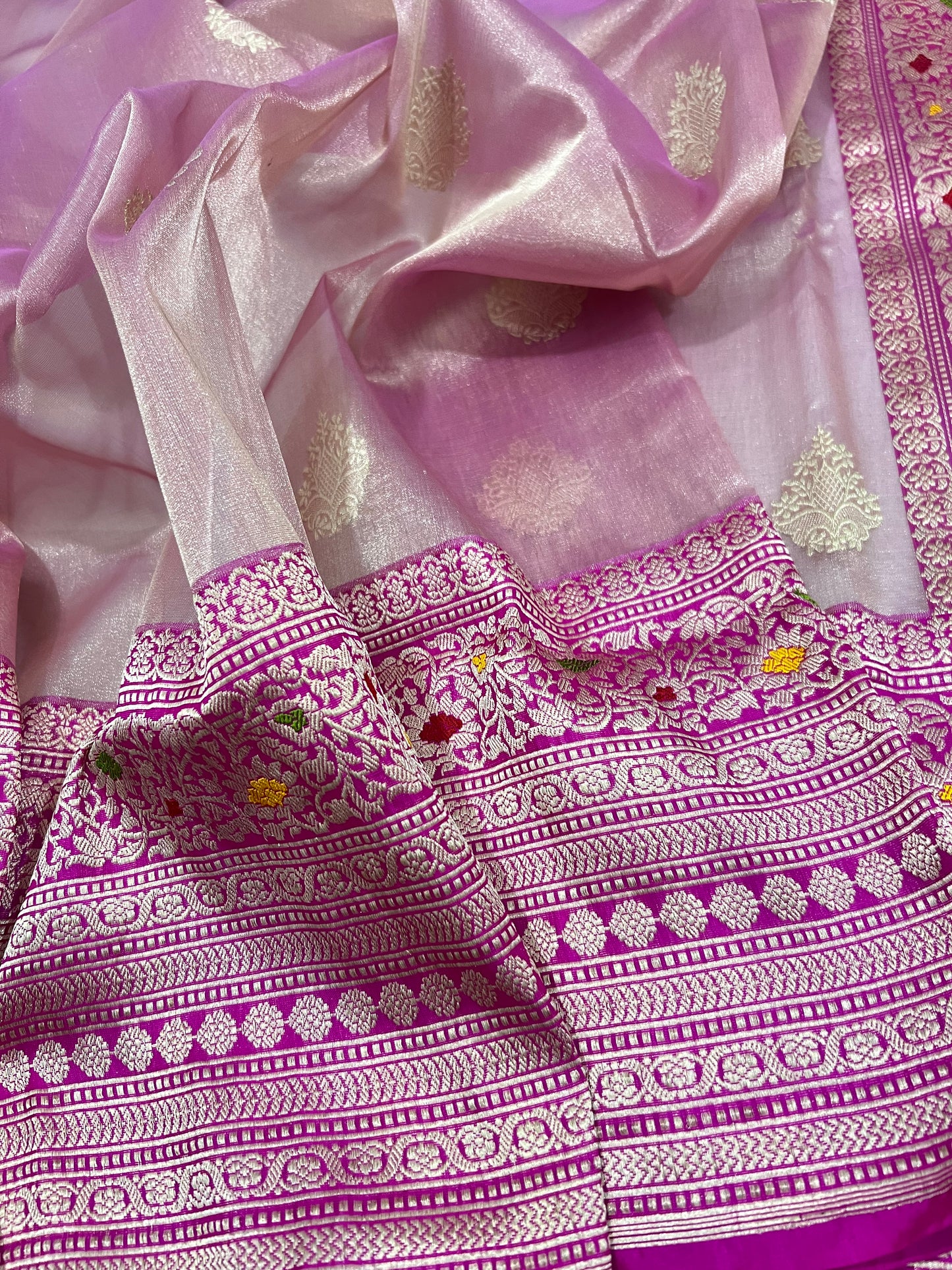 Banarasi Kora Silk Tissue Elegant Border Silk Handloom Saree