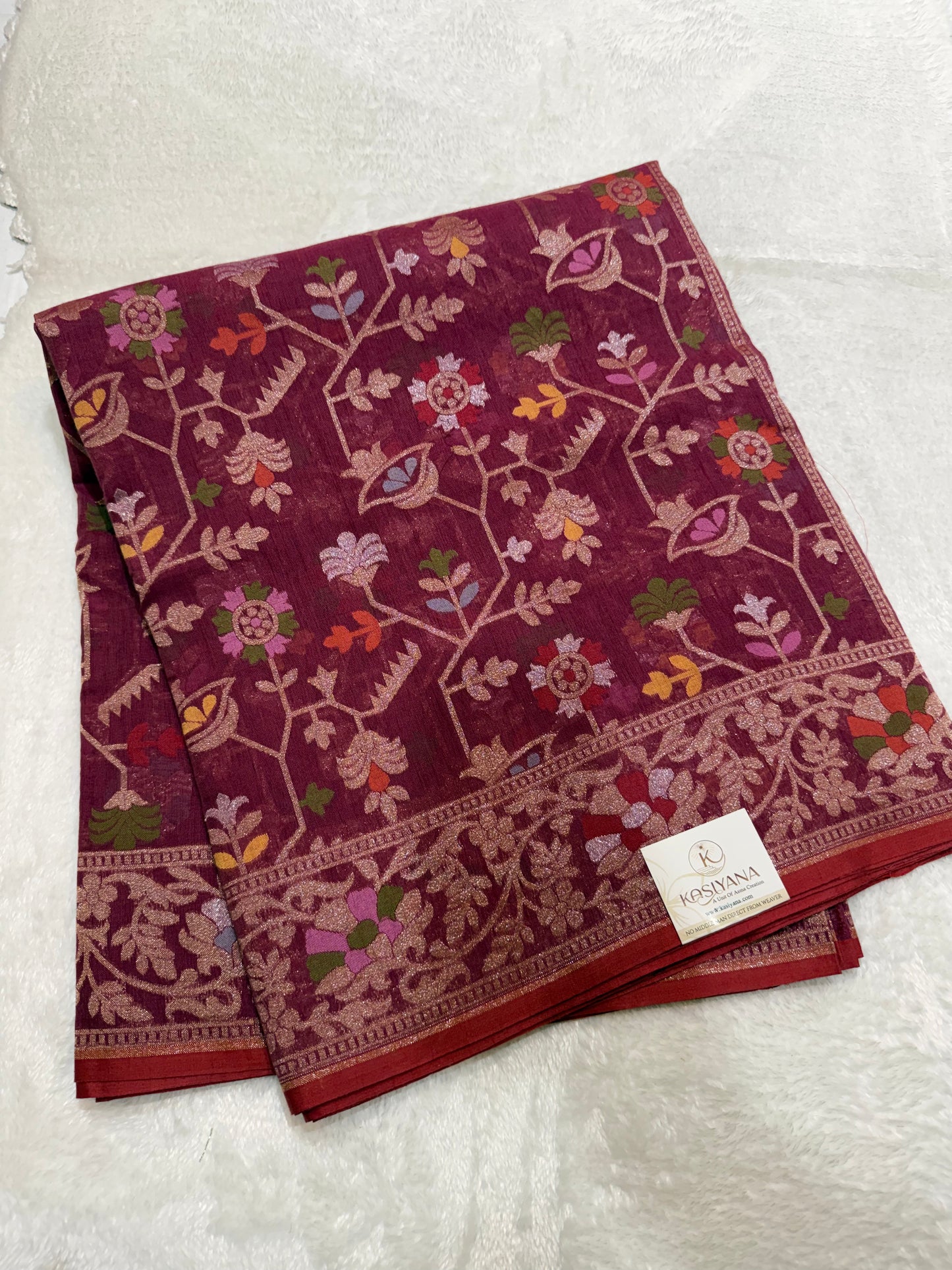 Magenta Jamdani Kutwork Mina Border Mina Jaal Design Saree