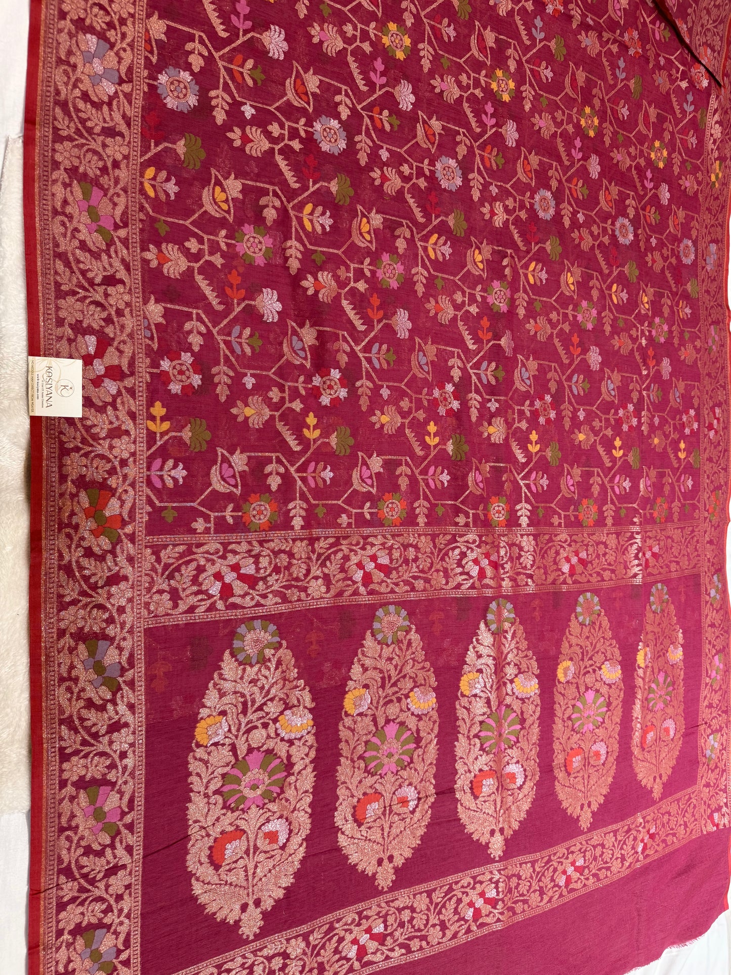 Magenta Jamdani Kutwork Mina Border Mina Jaal Design Saree