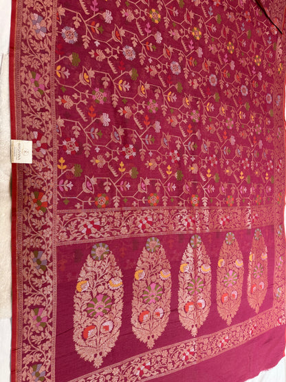 Magenta Jamdani Kutwork Mina Border Mina Jaal Design Saree