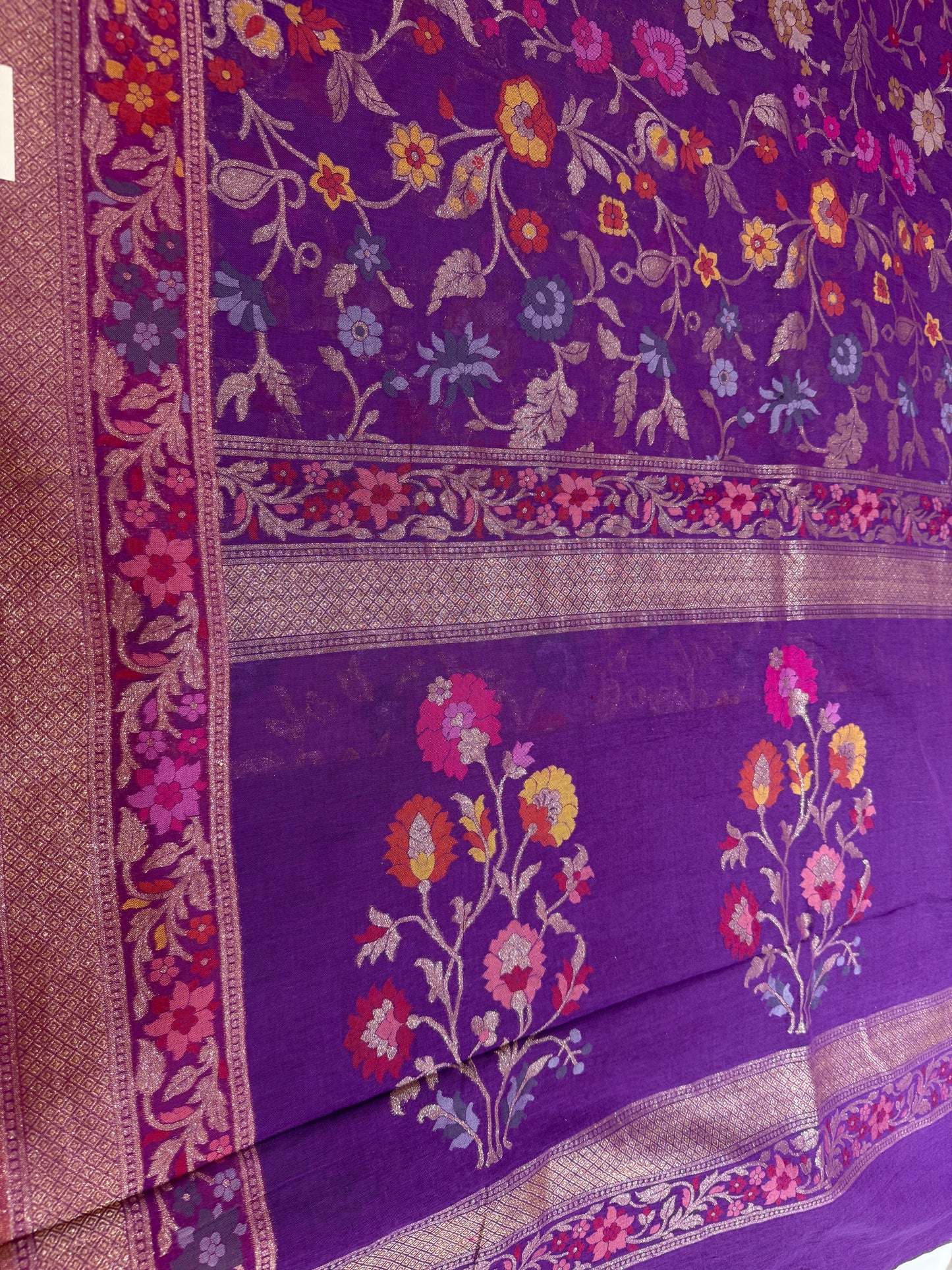 Purple Jamdani Kutwork Zari Mina Border Mina Jaal Design Saree