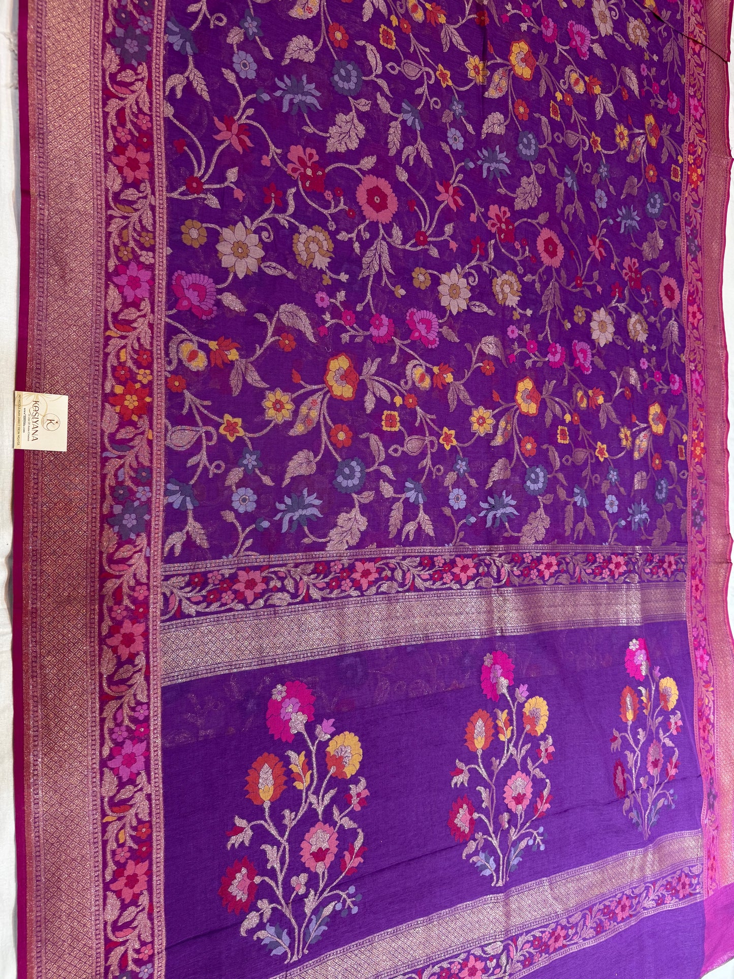 Purple Jamdani Kutwork Zari Mina Border Mina Jaal Design Saree