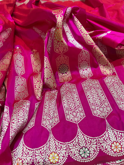 Banarasi Handloom Kadhua Royal Banarasi Rani(pink) Saree