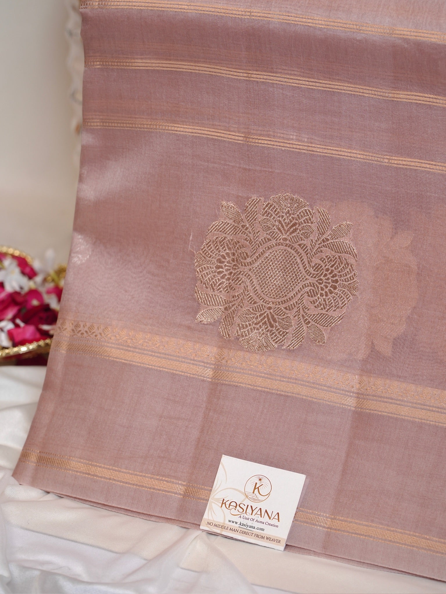 Mauve Handwoven Kora Silk Saree