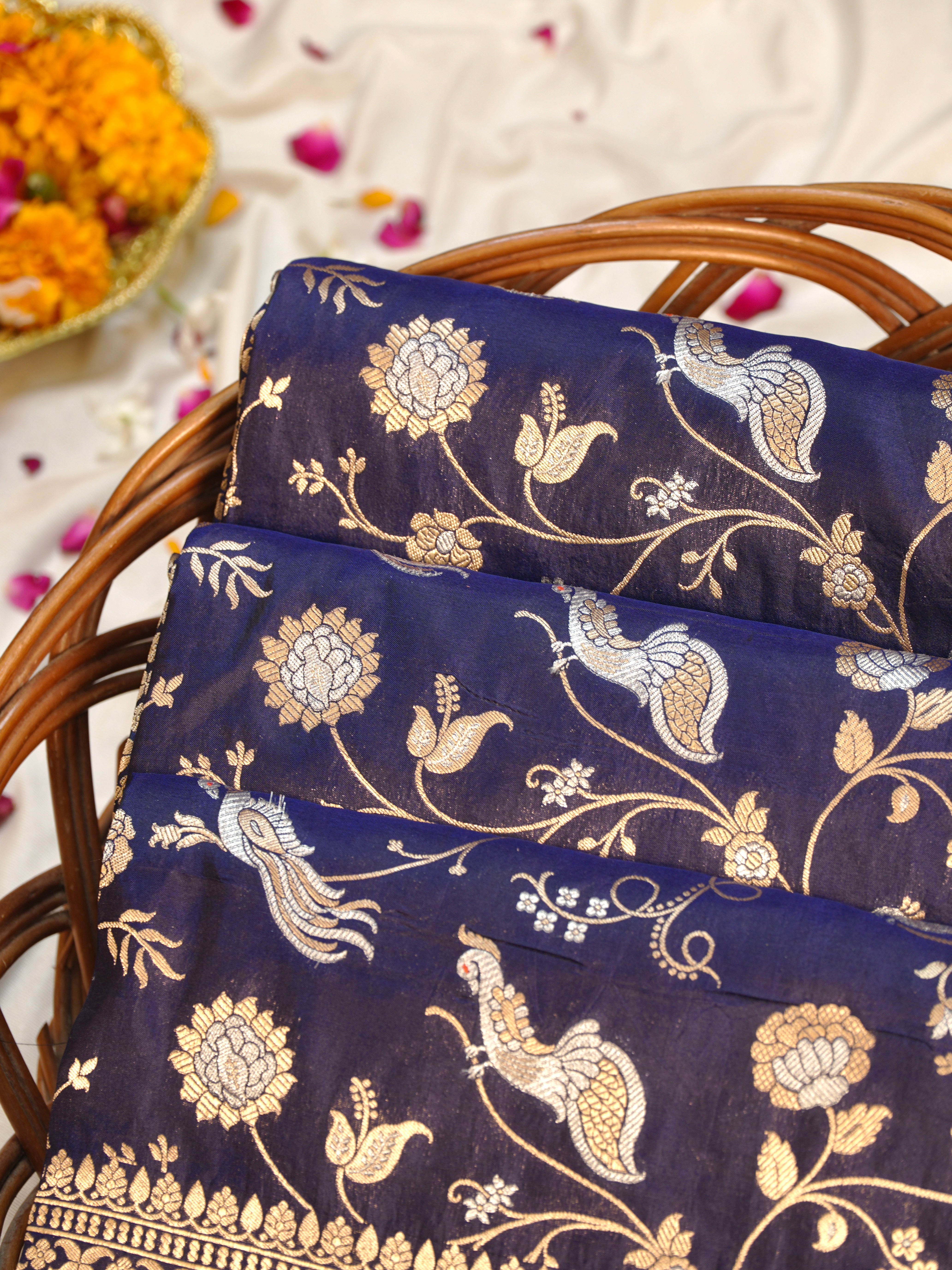 Blue Pure Katan Silk Saree |Sona Rupa Pattu Style