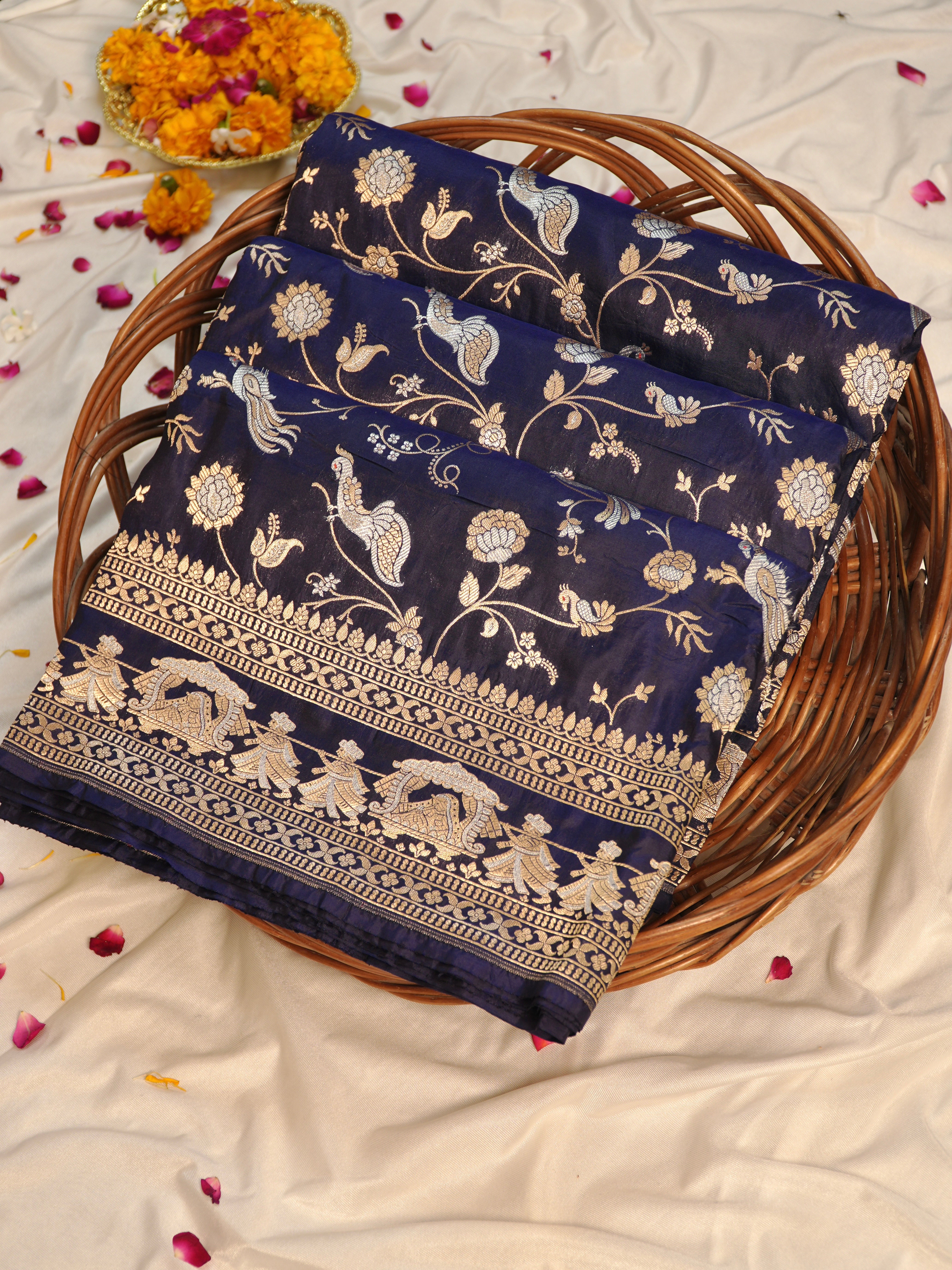 Blue Pure Katan Silk Saree |Sona Rupa Pattu Style
