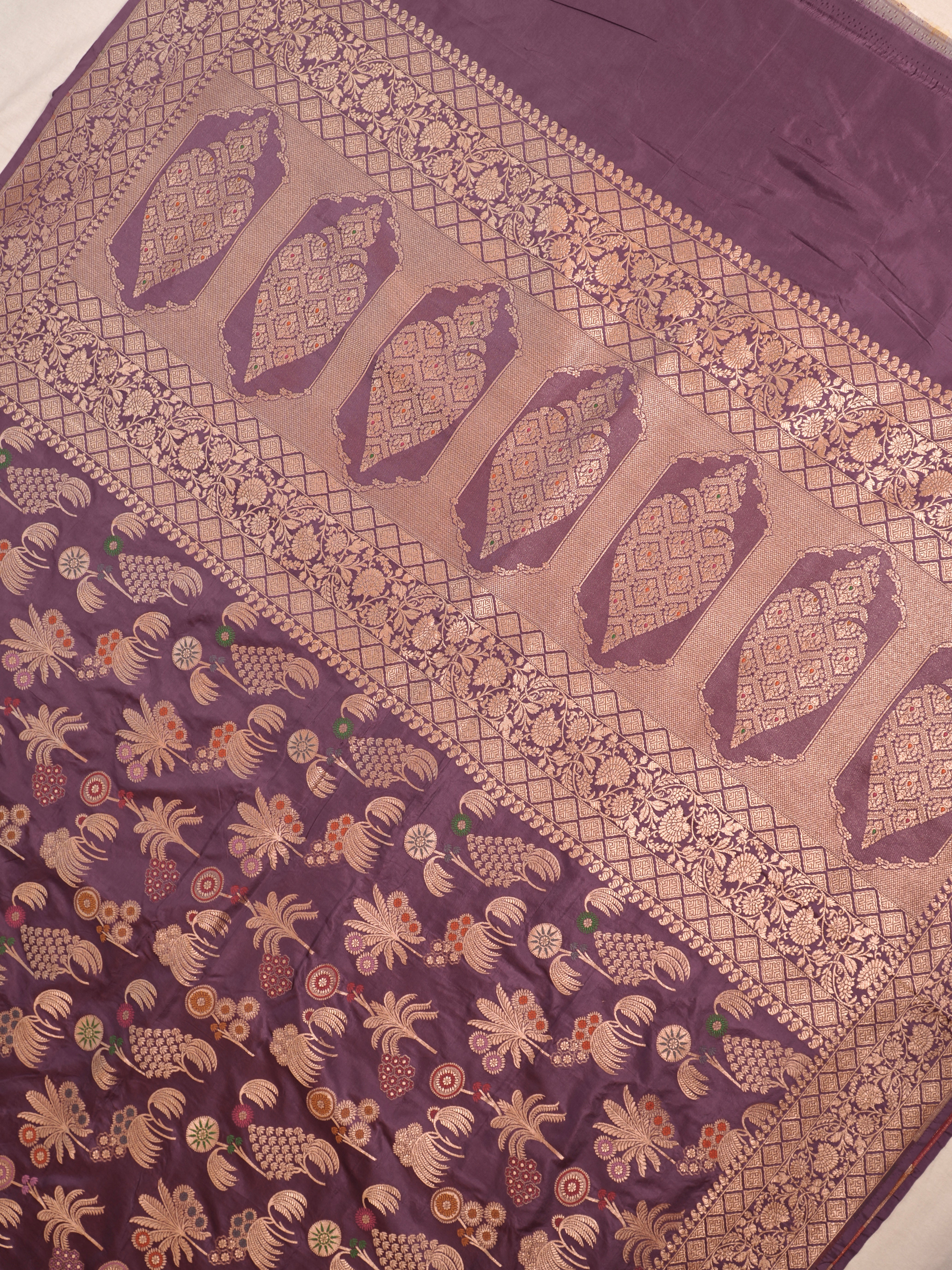 Mauve Pure Katan Silk Saree |Minakaari Pattu Style