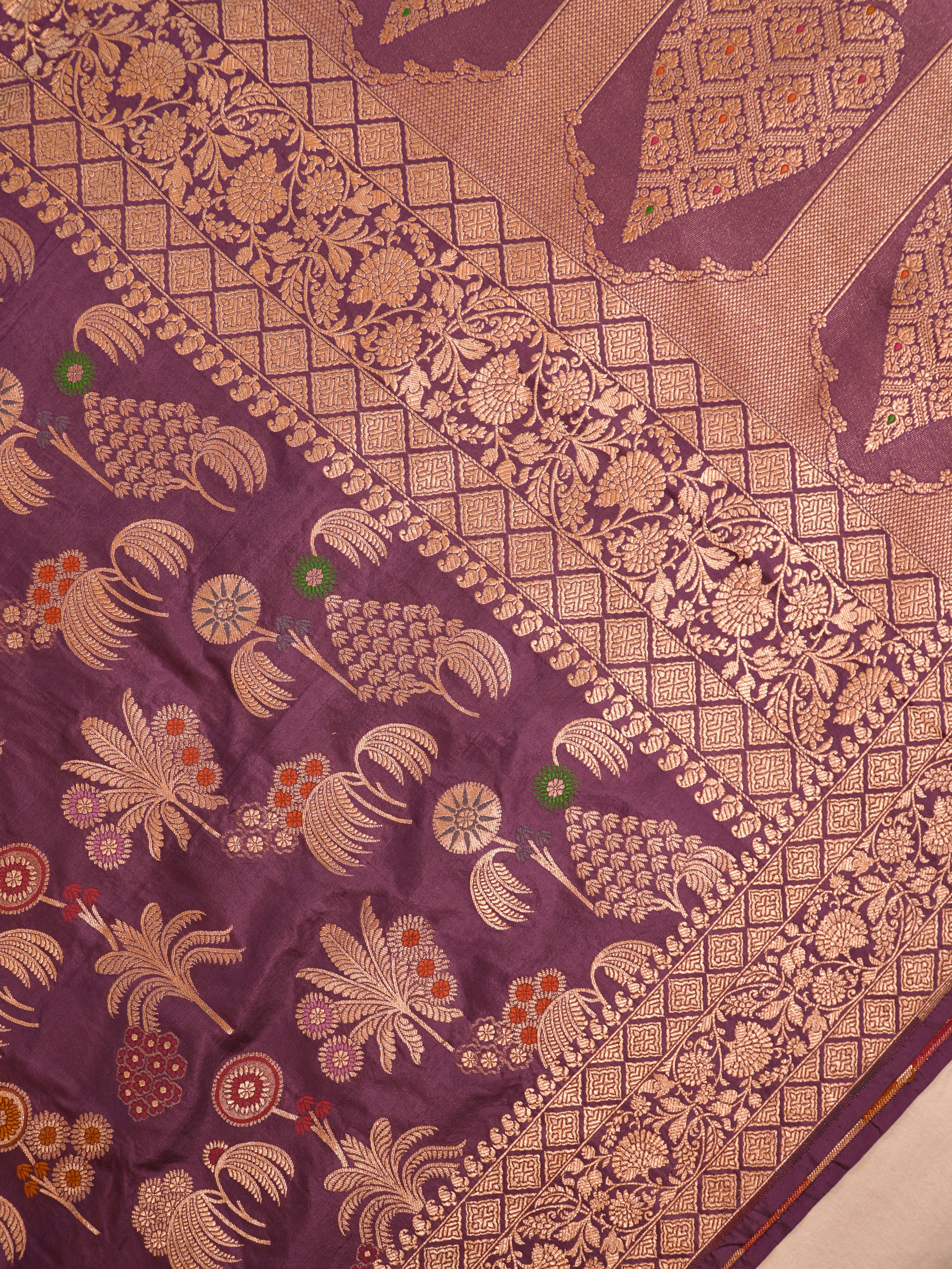 Mauve Pure Katan Silk Saree |Minakaari Pattu Style