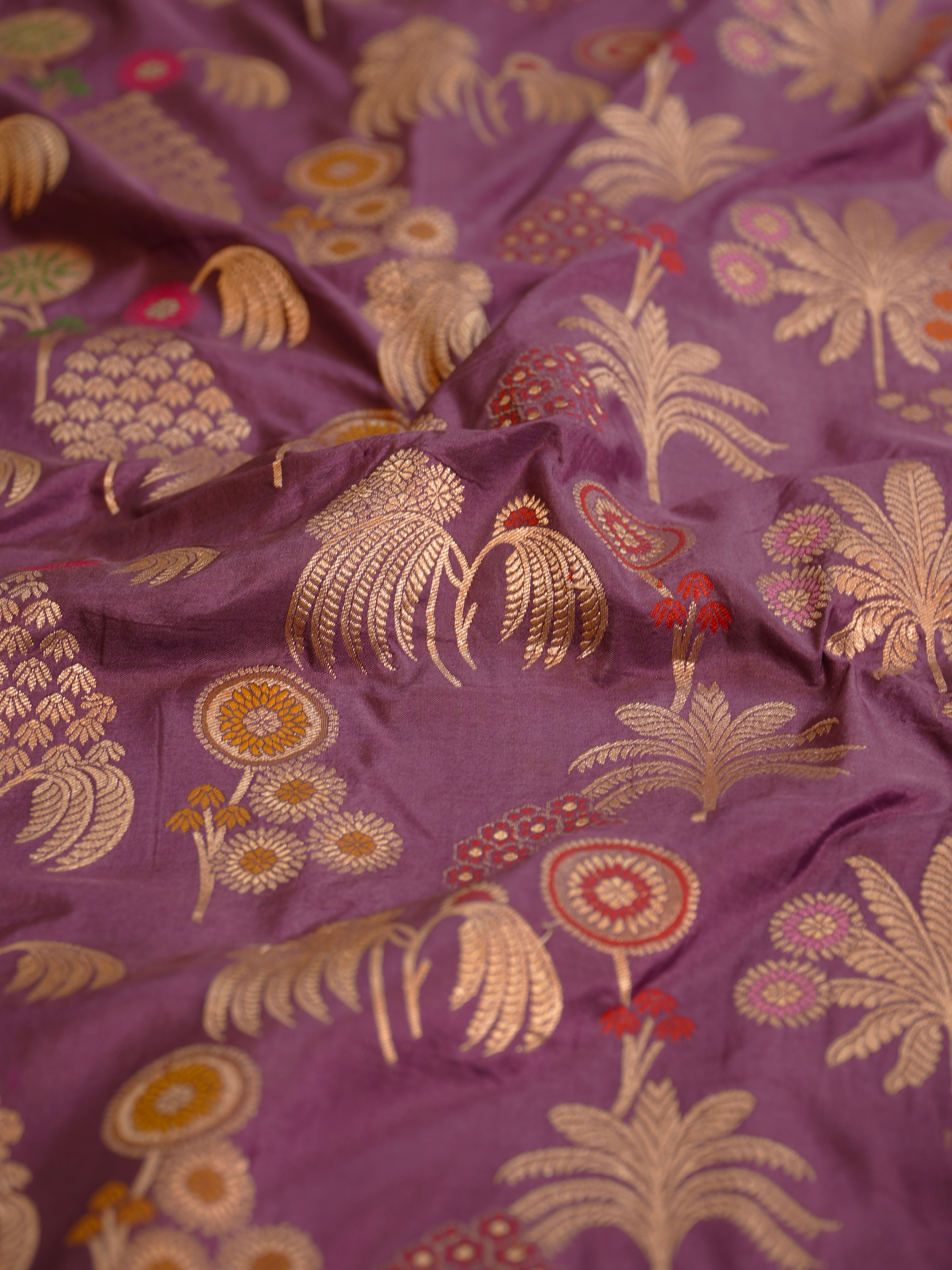 Mauve Pure Katan Silk Saree |Minakaari Pattu Style