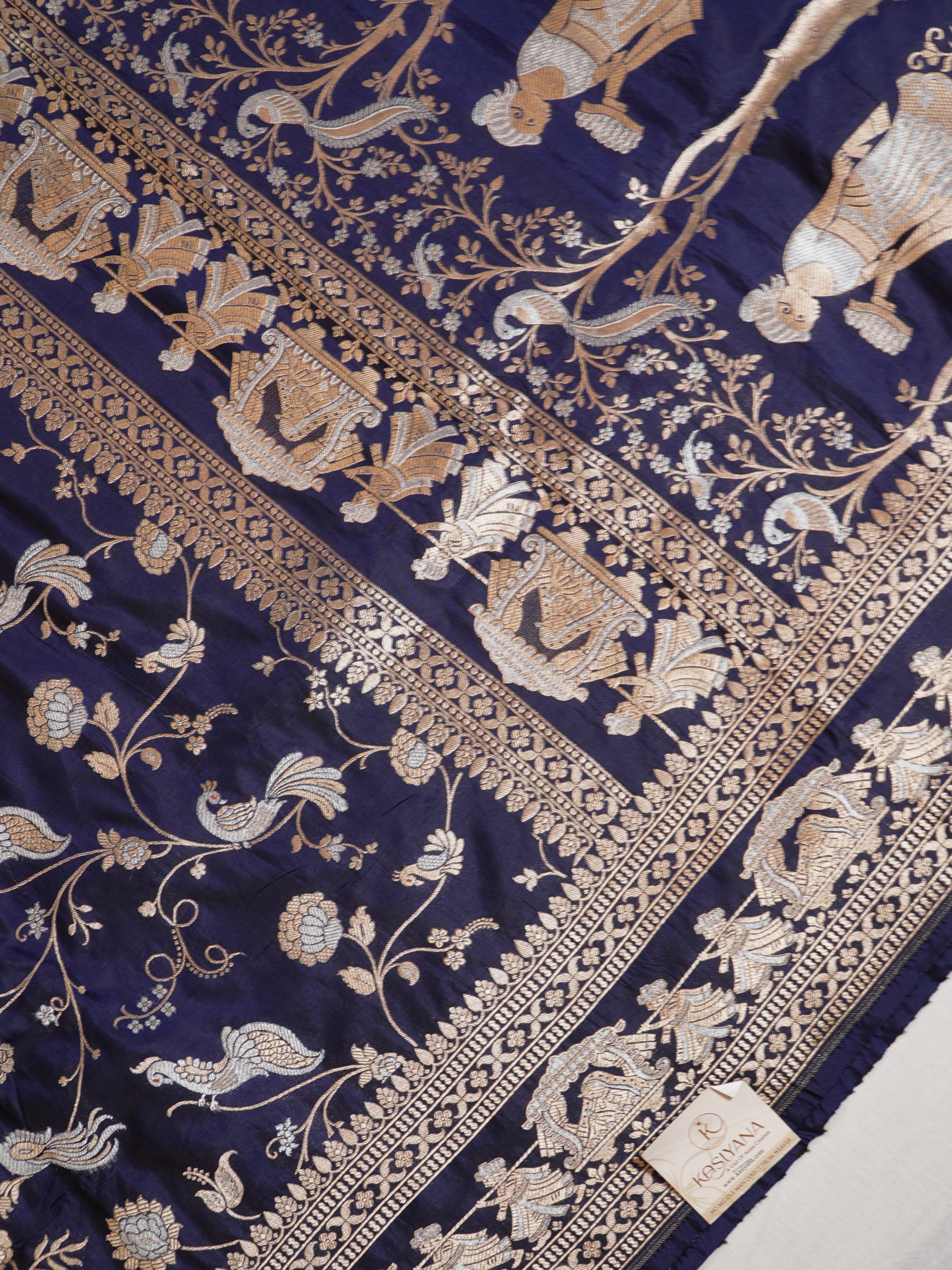 Blue Pure Katan Silk Saree |Sona Rupa Pattu Style