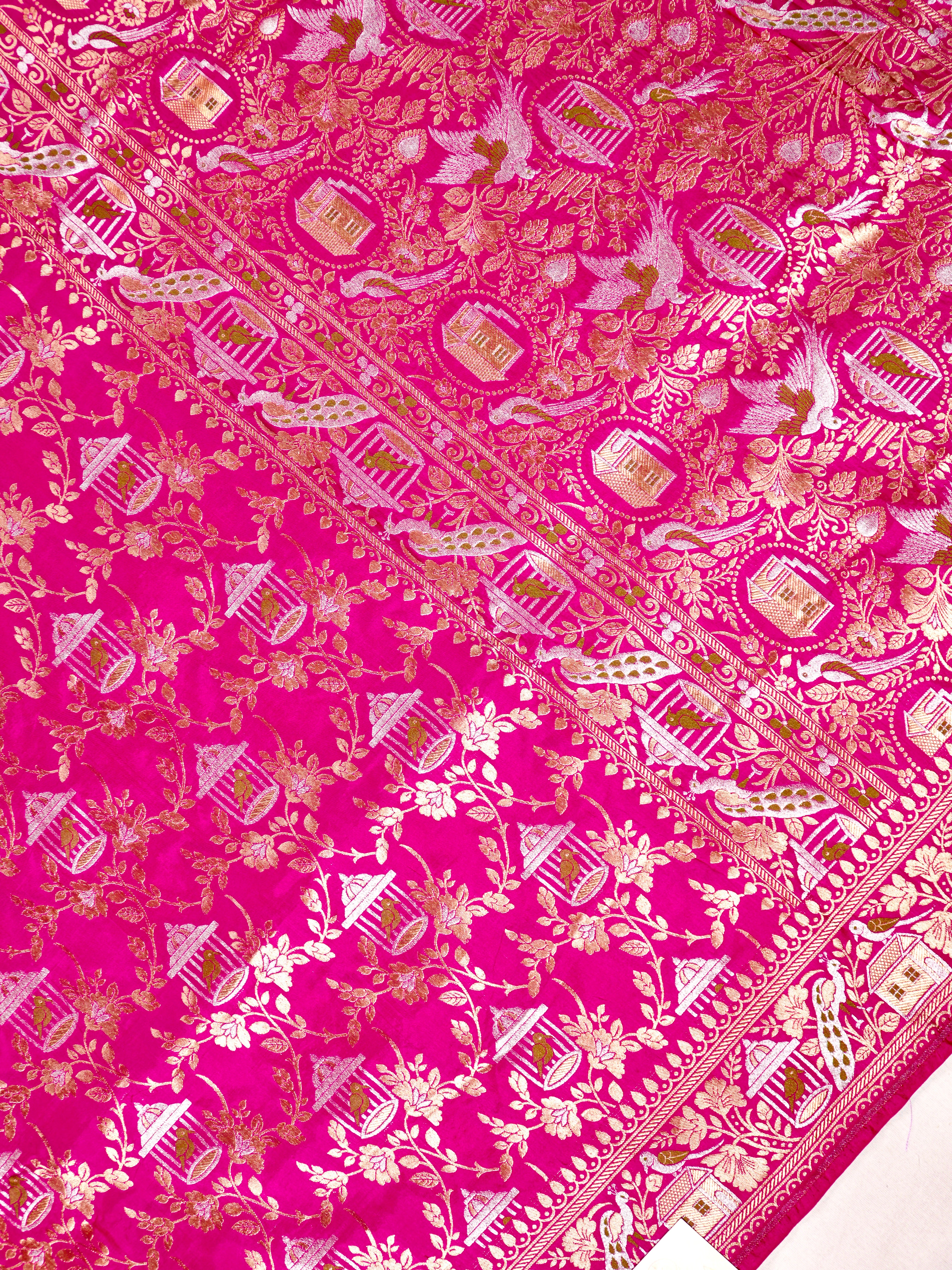 Hot Pink Pure Katan Silk Saree |Minakaari Pattu Style