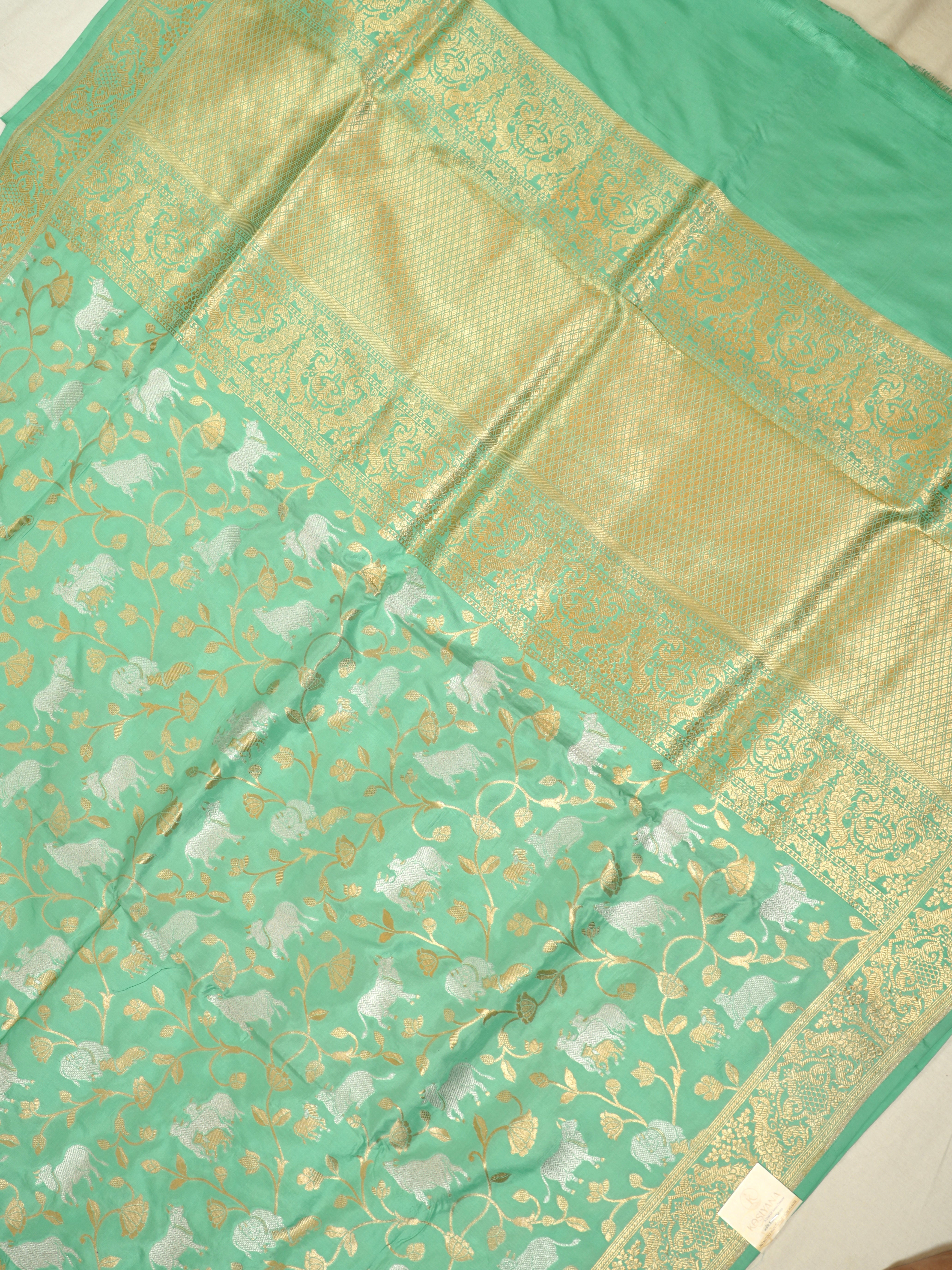 Sea Green Pure Katan Silk Saree |Sona Rupa Pattu Style