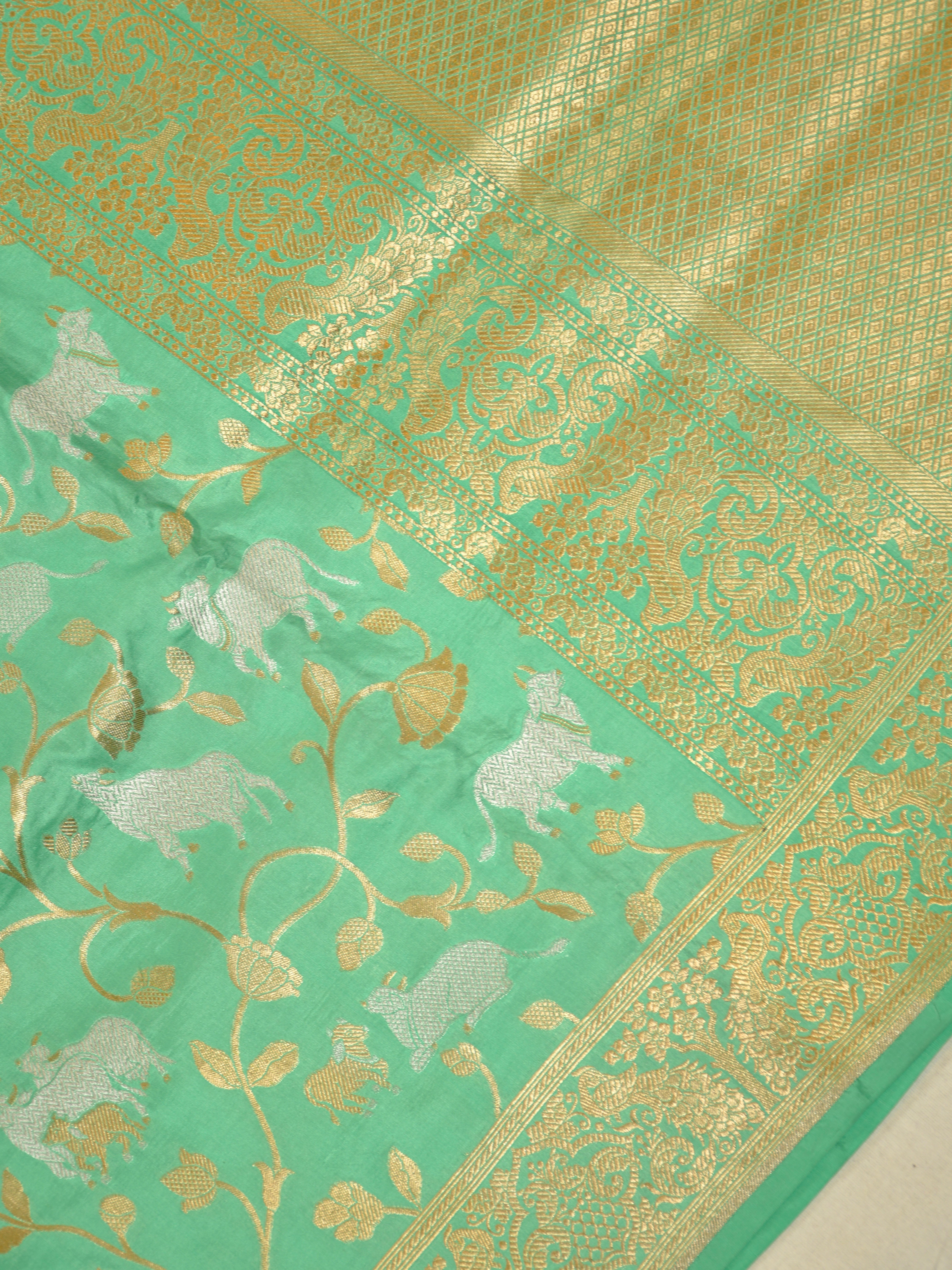 Sea Green Pure Katan Silk Saree |Sona Rupa Pattu Style