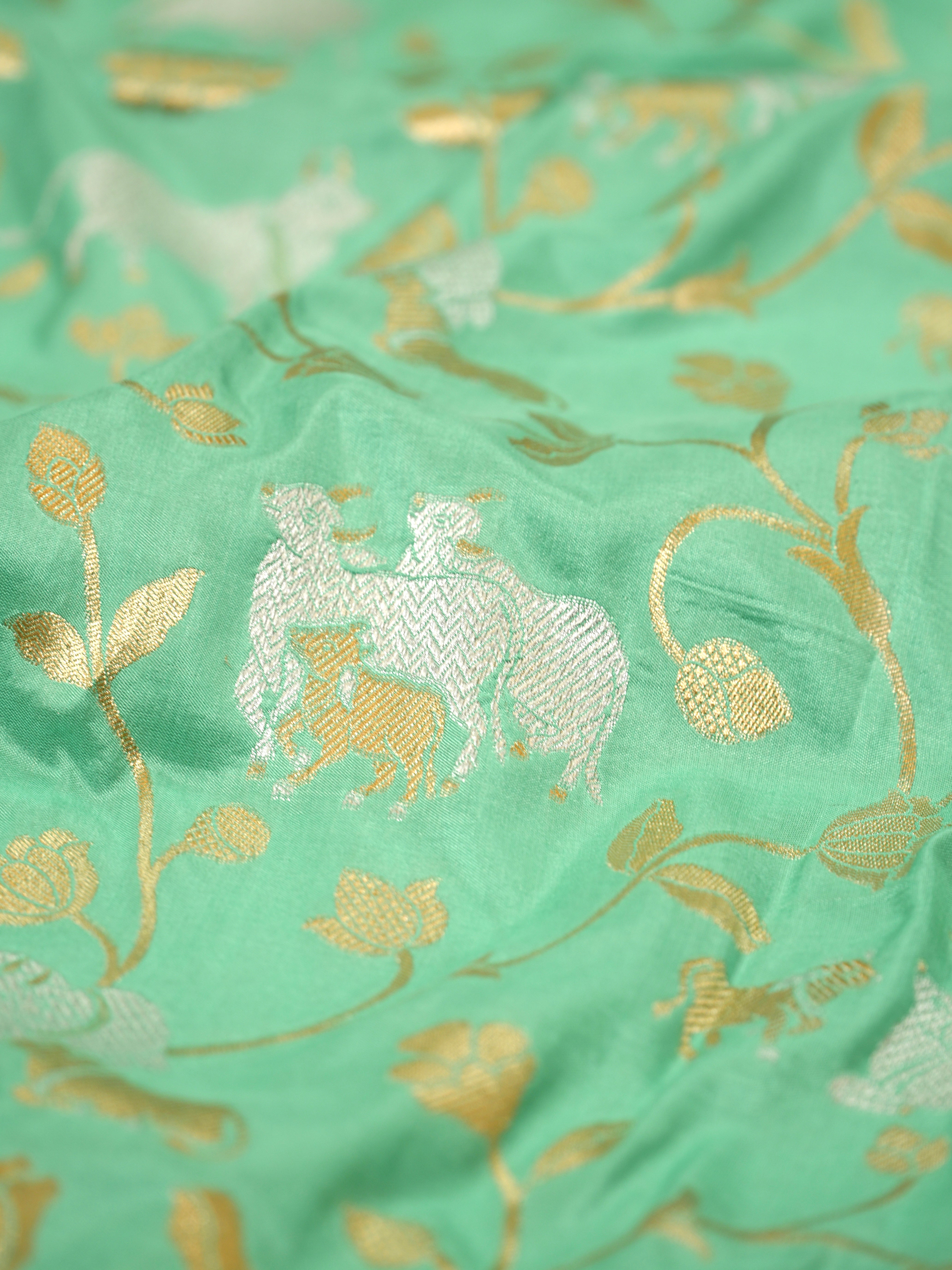 Sea Green Pure Katan Silk Saree |Sona Rupa Pattu Style