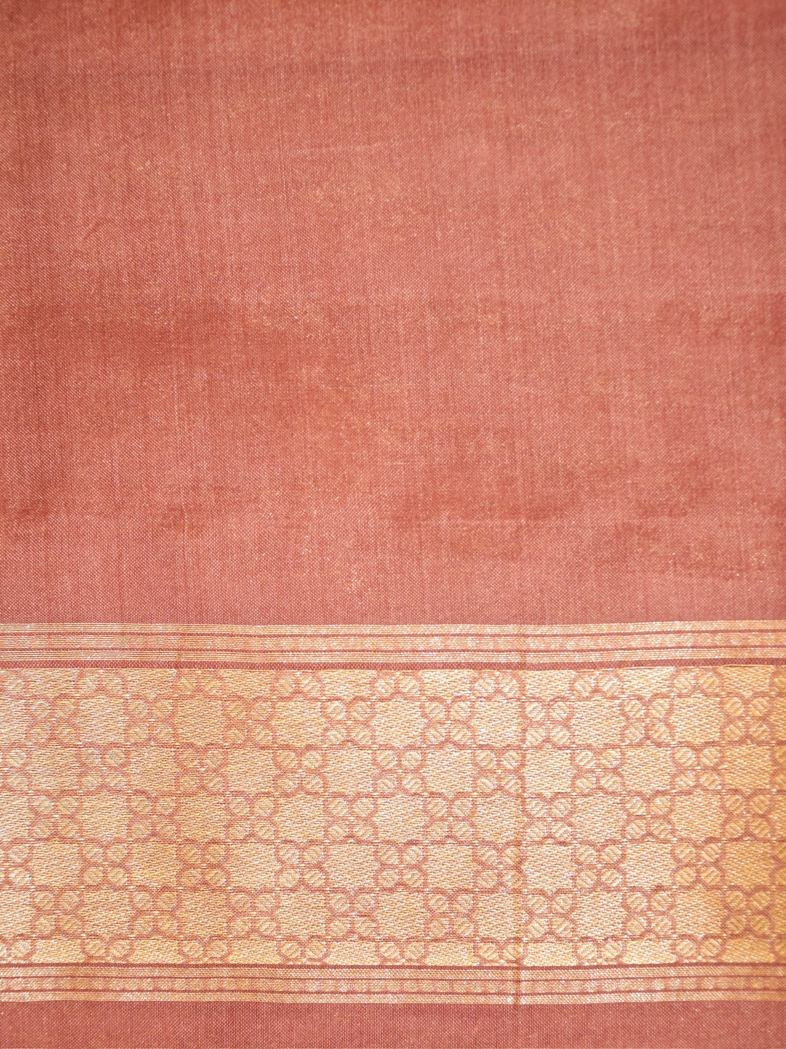 Brown Elegant Kora Jamdani Silk Saree | Handwoven Floral Zari Work