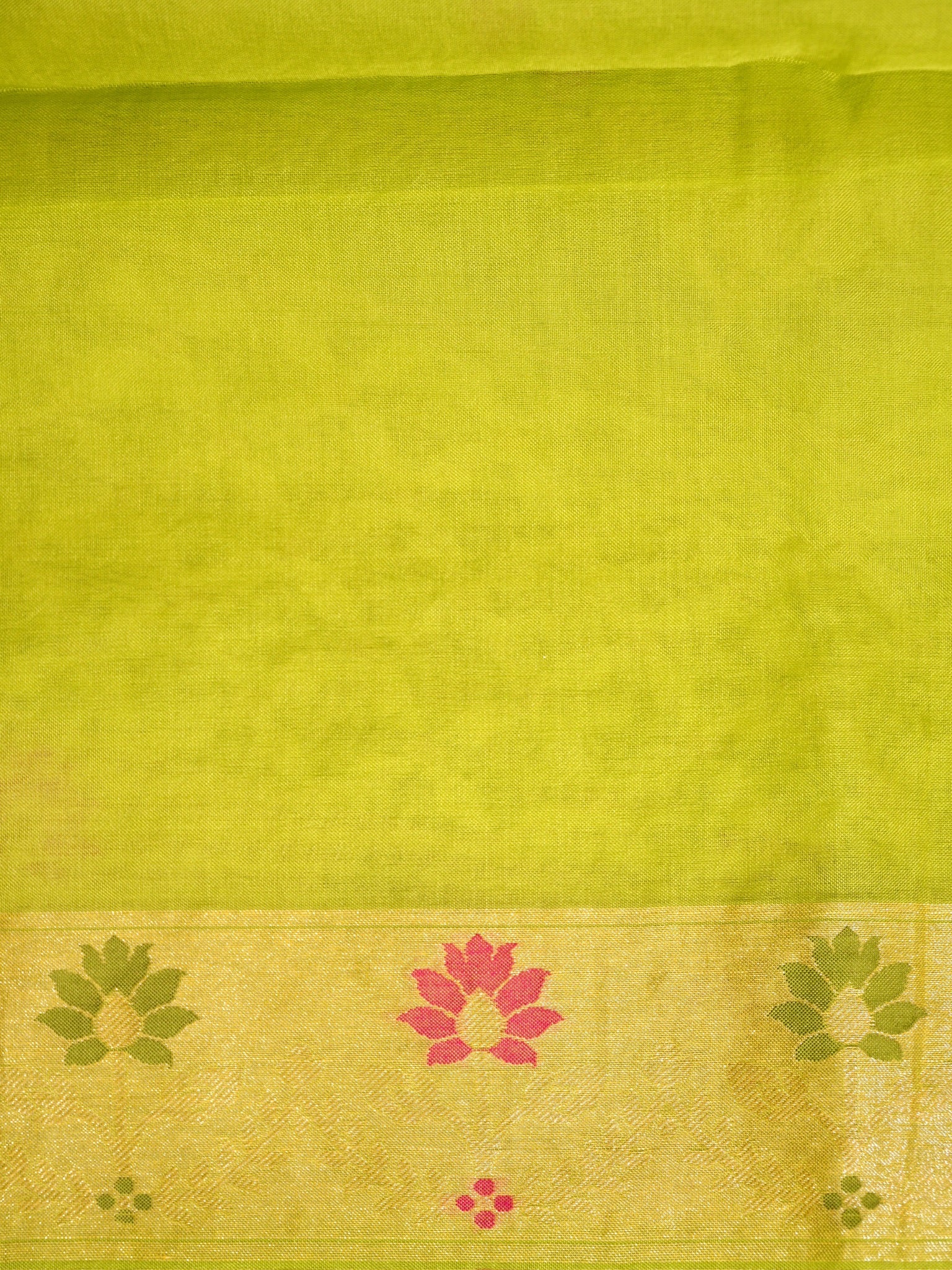 Pista Green Elegant Kora Jamdani Silk Saree | Handwoven Floral Zari Work