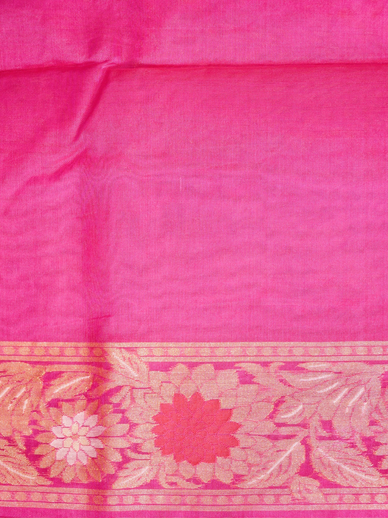 Pink Elegant Kora Jamdani Silk Saree | Handwoven Floral Zari Work