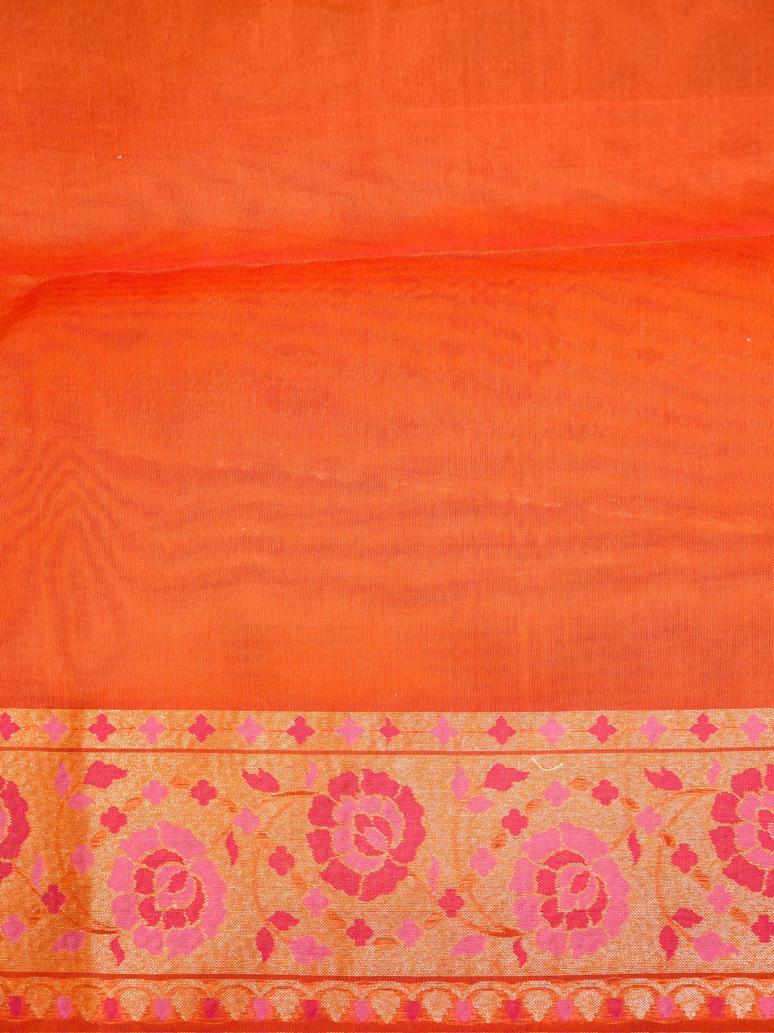 Rust Red Elegant Kora Jamdani Silk Saree | Handwoven Floral Zari Work